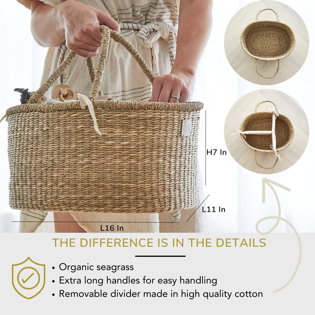 Organizador de Pañales Premium Bebe Bask - Canasta Rosa Hecha a Mano