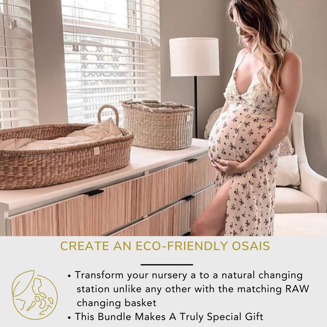 Organizador de Pañales Premium Bebe Bask - Canasta Rosa Hecha a Mano