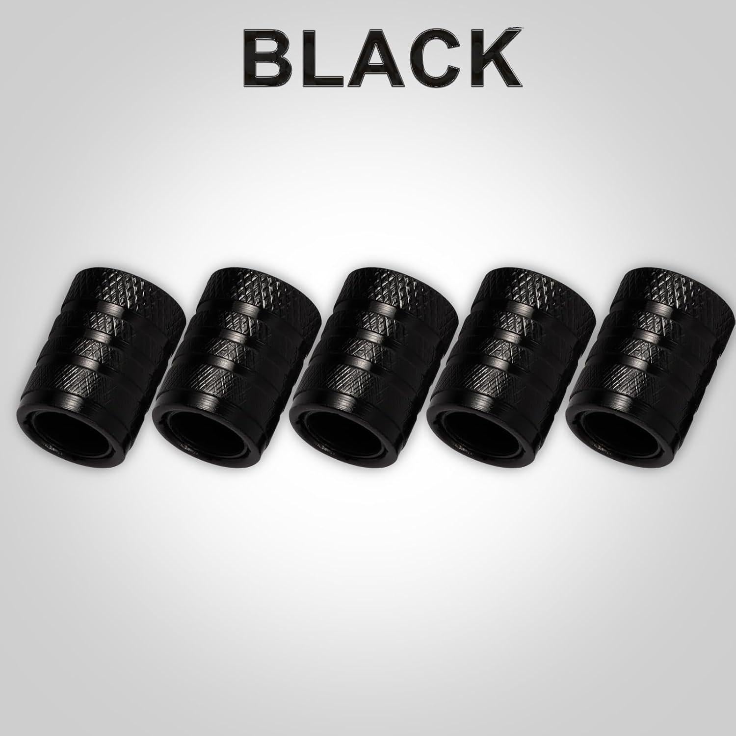 Tapones de Válvula de Neumático ST Shengtuo 5 Piezas Aluminio Negro