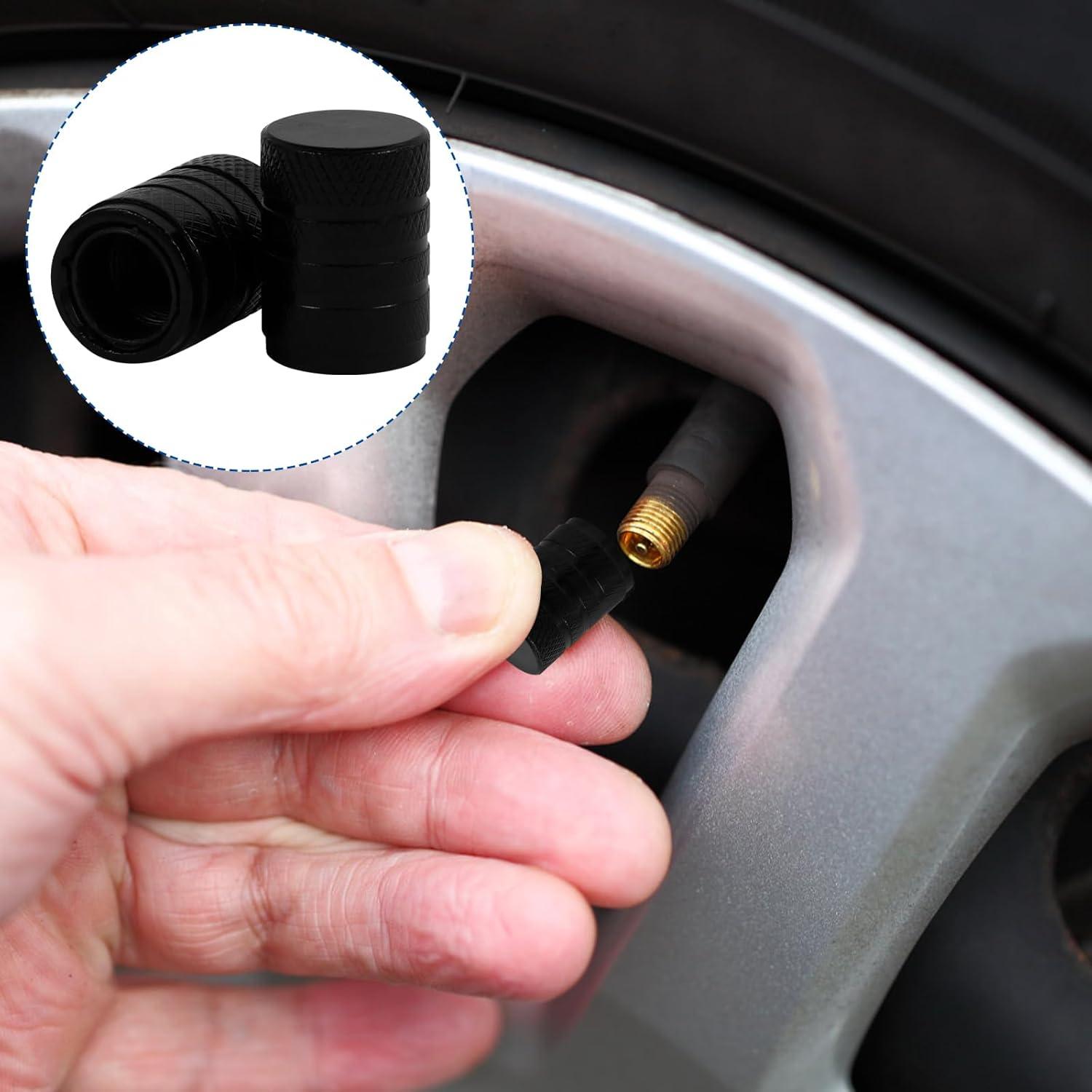 Tapones de Válvula de Neumático ST Shengtuo 5 Piezas Aluminio Negro