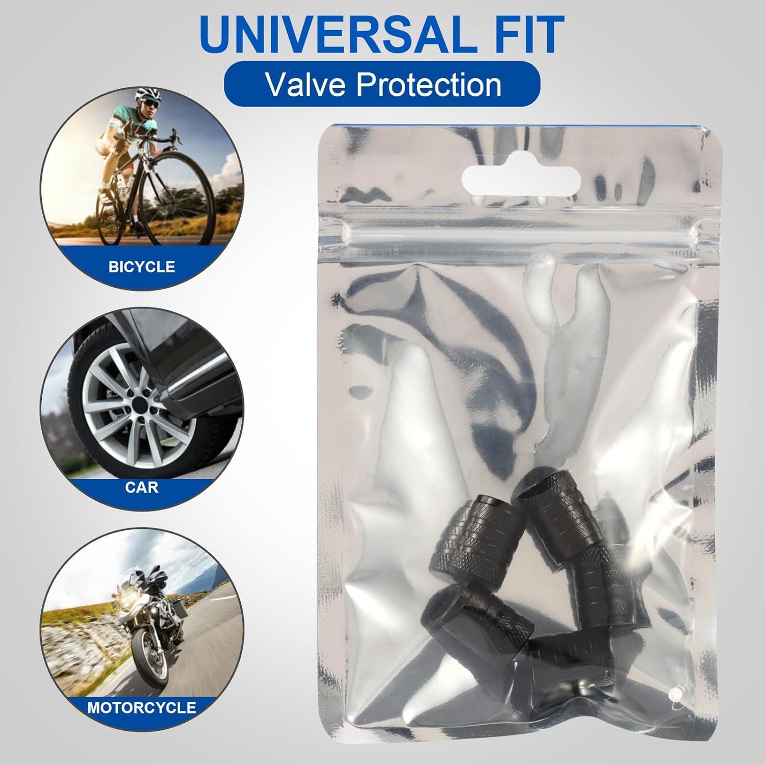 Tapones de Válvula de Neumático ST Shengtuo 5 Piezas Aluminio Negro