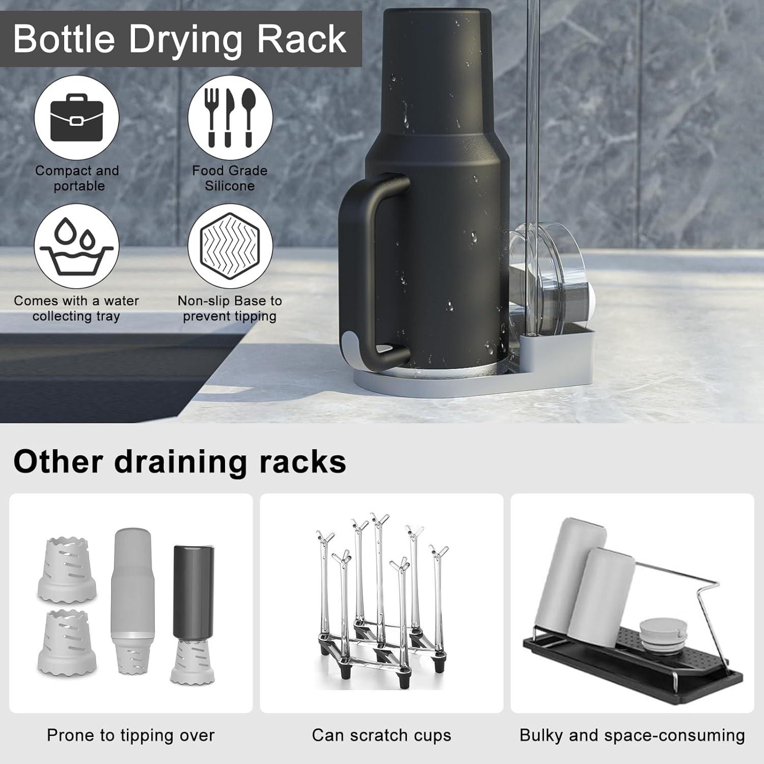 Soporte Secado Botellas Silicona Ybenlld Gris 15.5cm