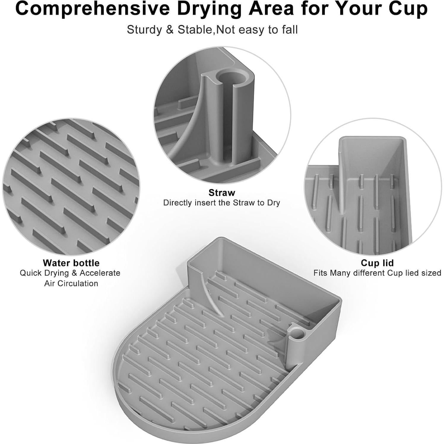 Soporte Secado Botellas Silicona Ybenlld Gris 15.5cm