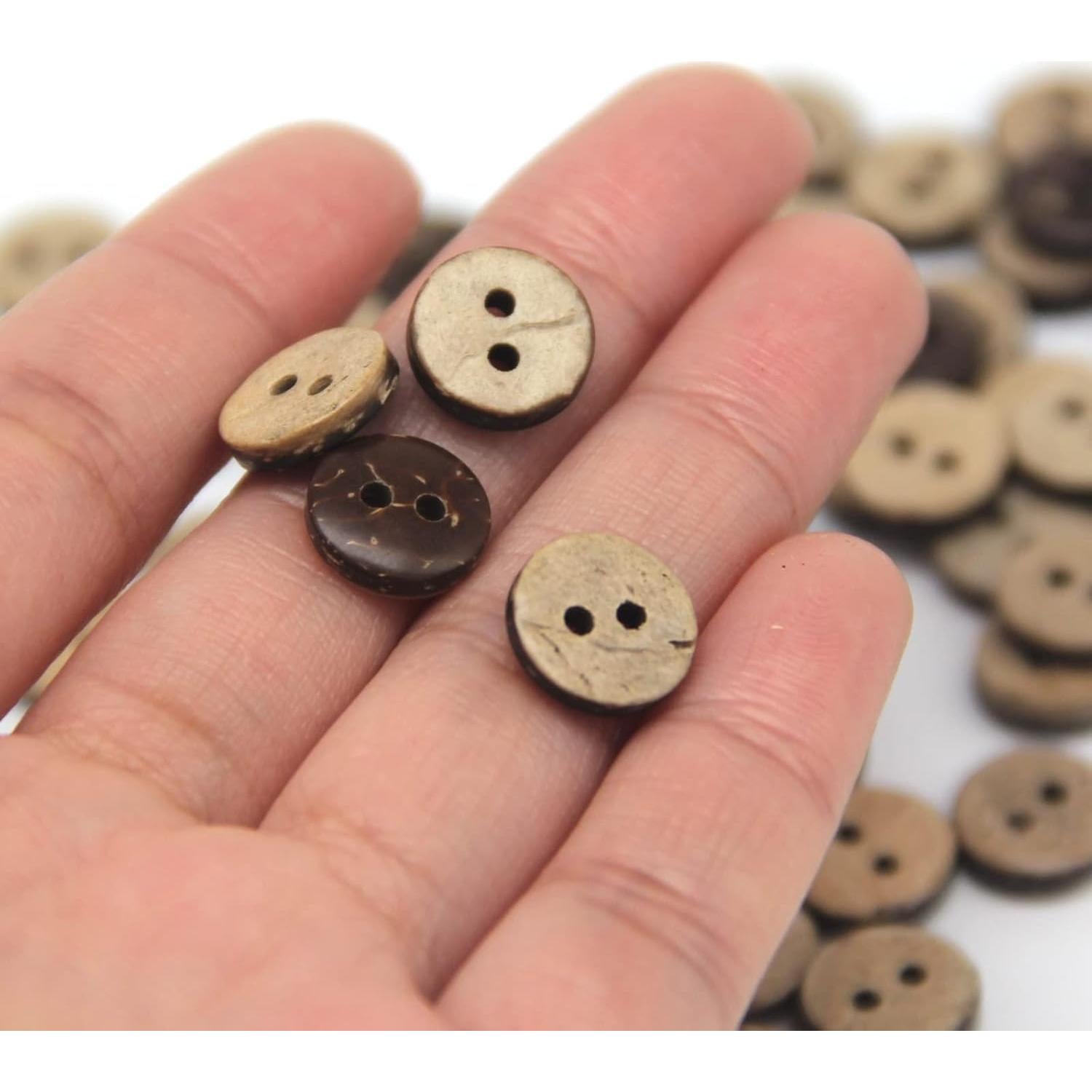 100 Botones de Coco Natural 10mm USOSOU Ecológicos para Manualidades