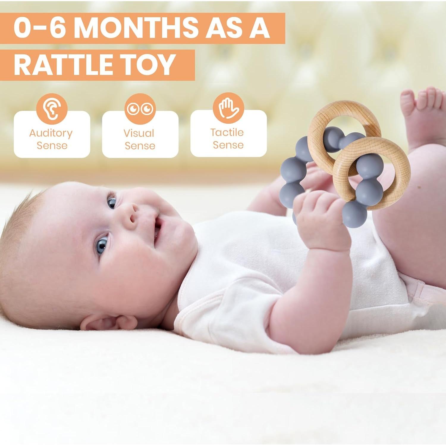 Mordedor y Sonajero Socub para Bebés 0-18 Meses - Silicona BPA Free