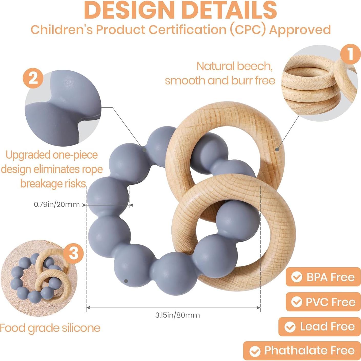 Mordedor y Sonajero Socub para Bebés 0-18 Meses - Silicona BPA Free