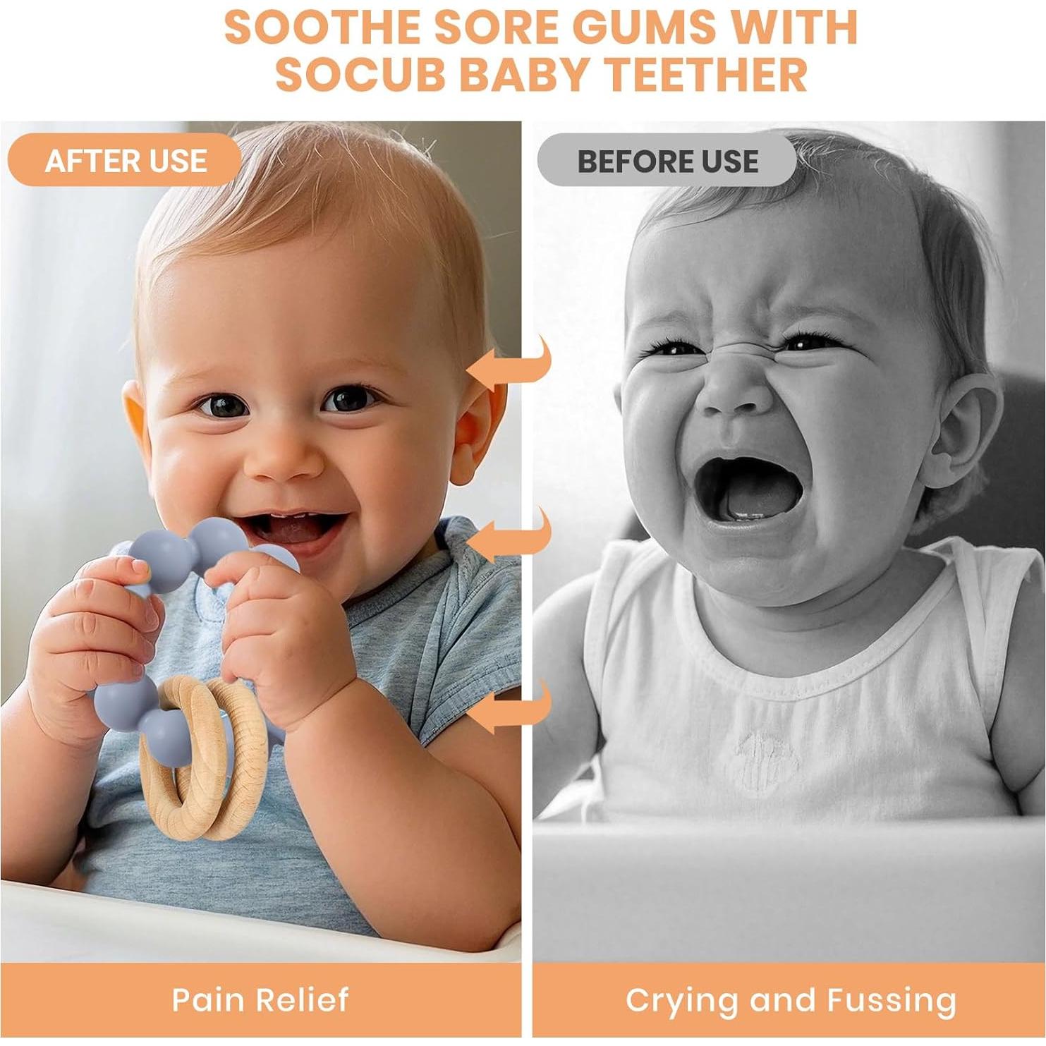 Mordedor y Sonajero Socub para Bebés 0-18 Meses - Silicona BPA Free