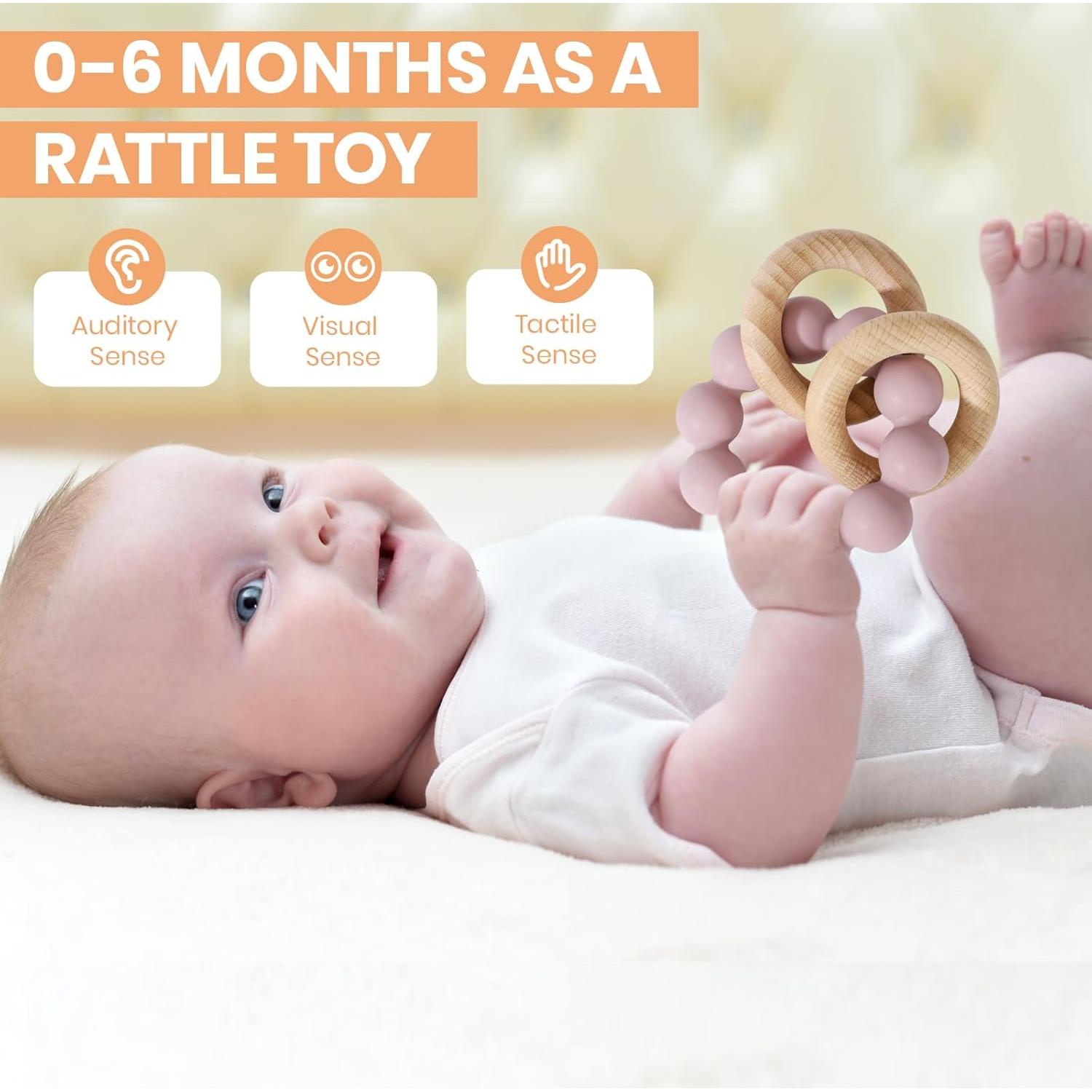 Mordedor y Juguete de Dentición Socub Lila - Silicona y Madera