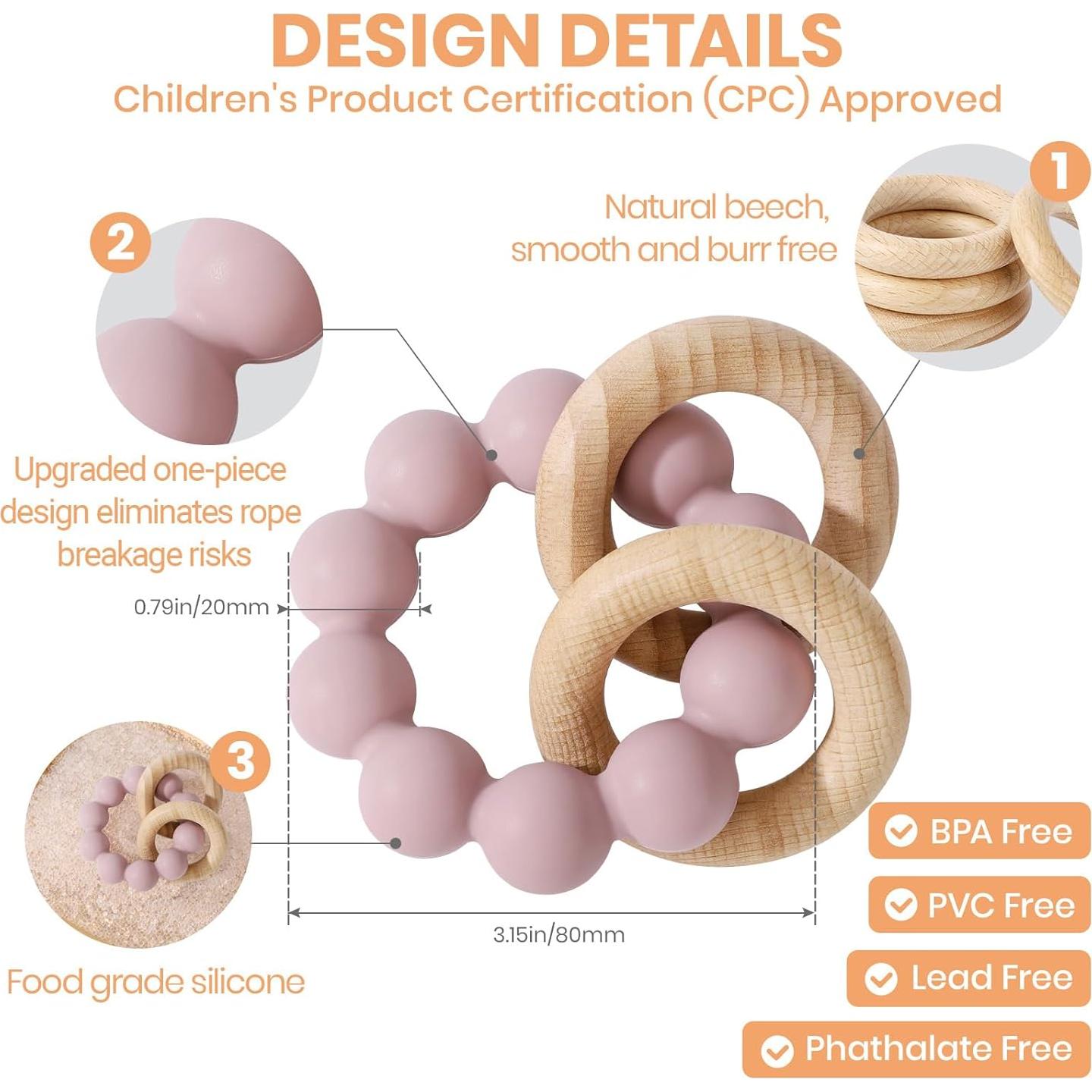 Mordedor y Juguete de Dentición Socub Lila - Silicona y Madera