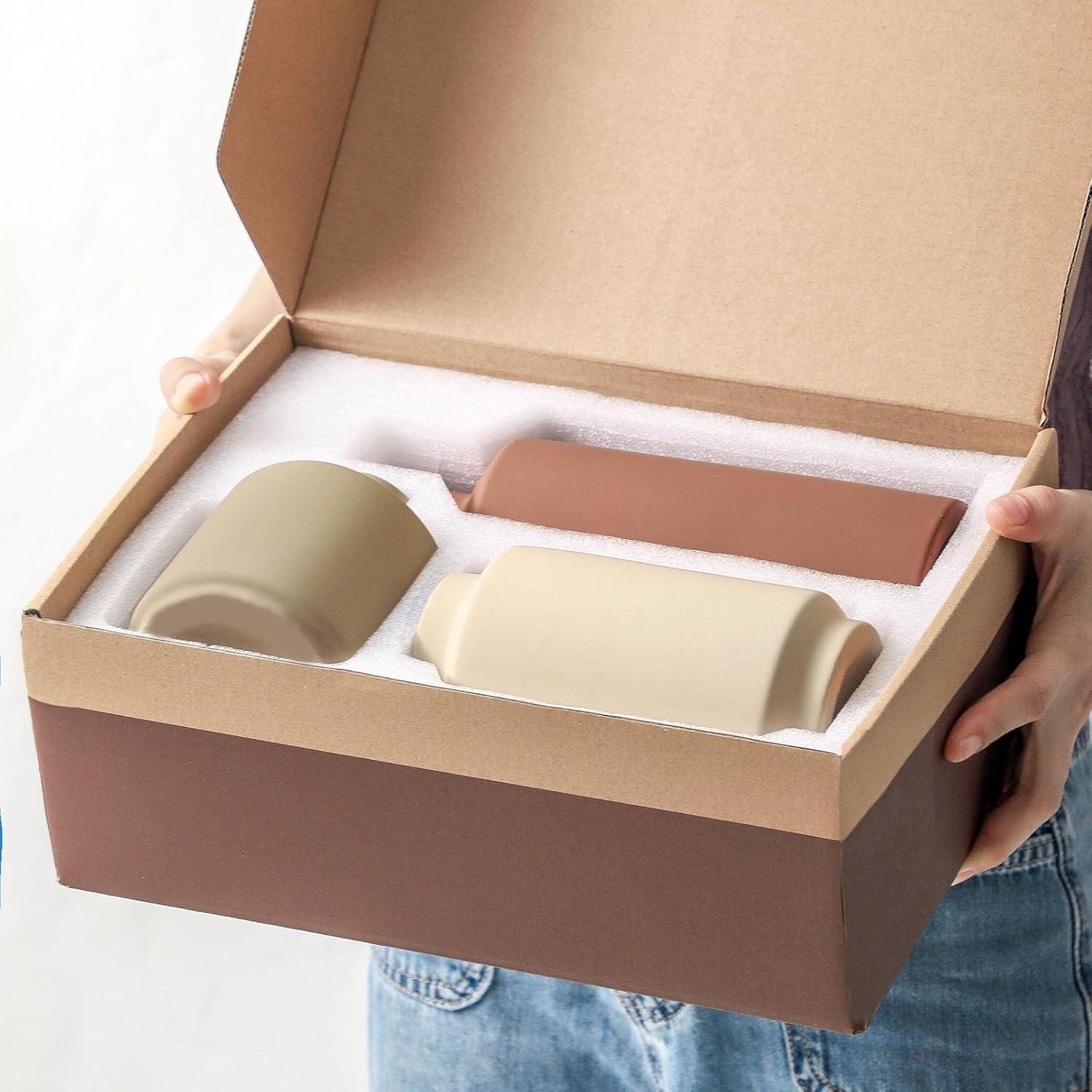 Juego de 3 Jarrones de Cerámica Beige Mitt&Ditt Modernos