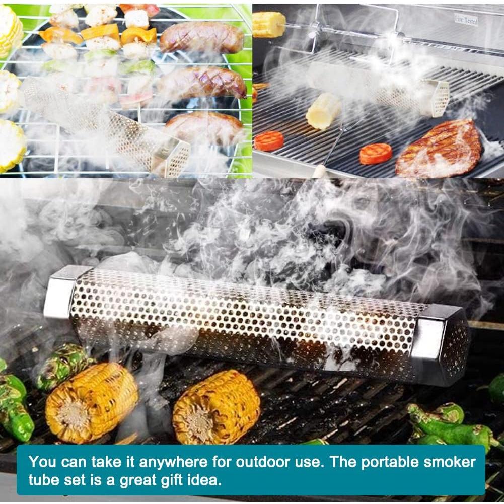 Tubo de Ahumado Aushucu 30cm Acero Inoxidable para BBQ
