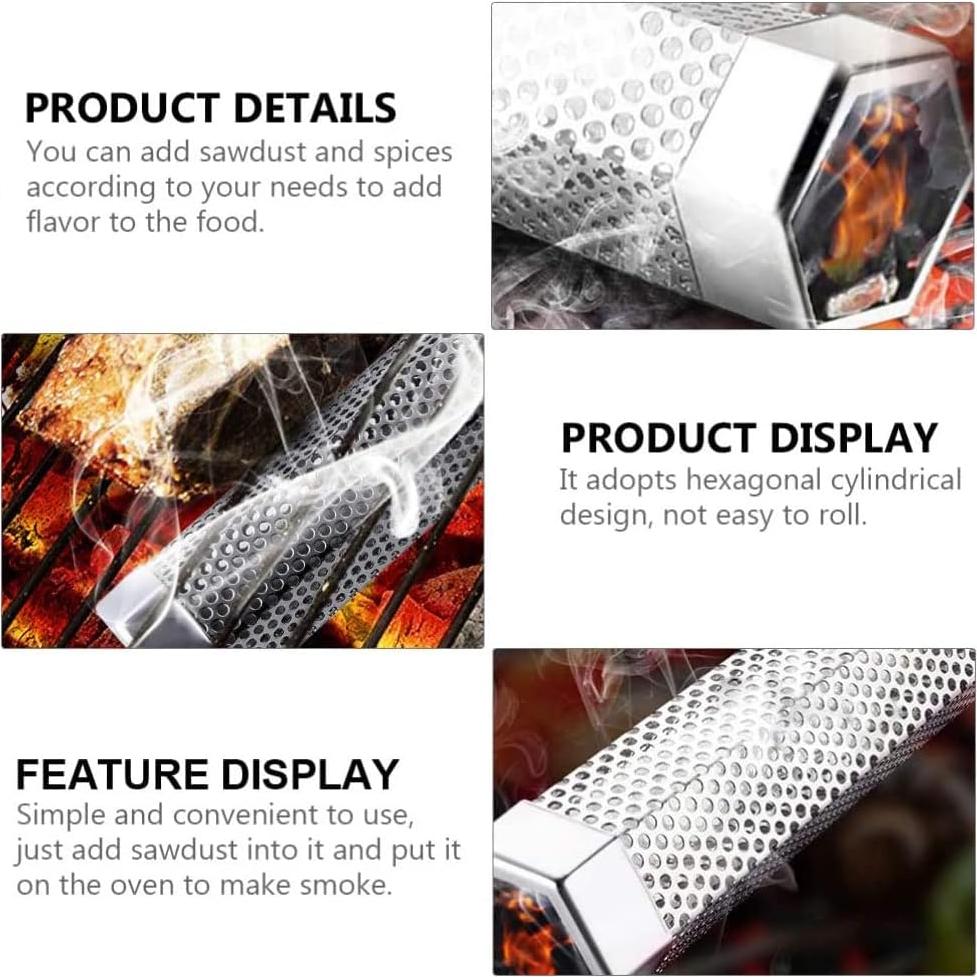 Tubo de Ahumado Aushucu 30cm Acero Inoxidable para BBQ