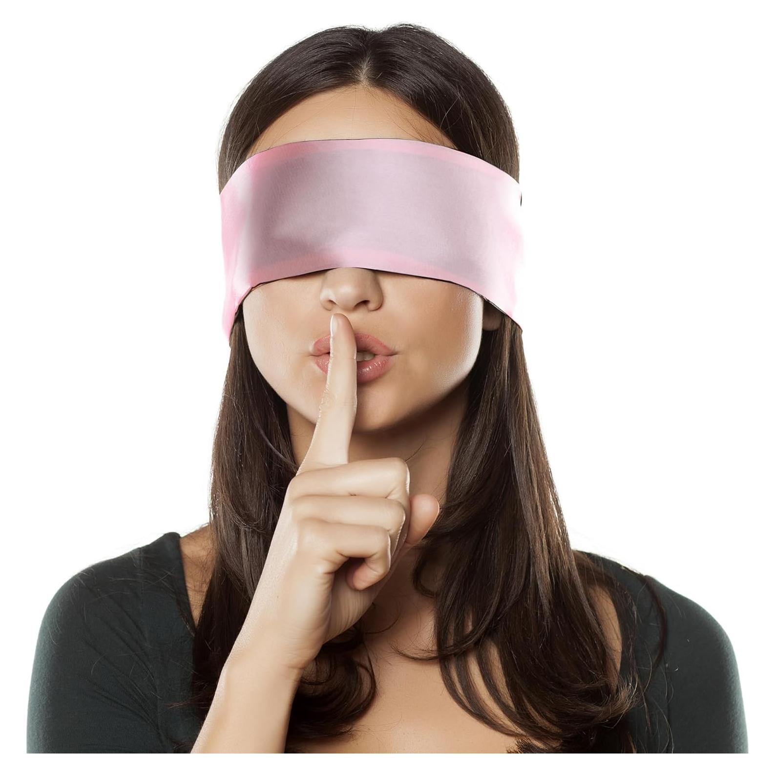 FRESHME Máscara de Sueño de Satén Ajustable - Antifaz Negro/Rosa