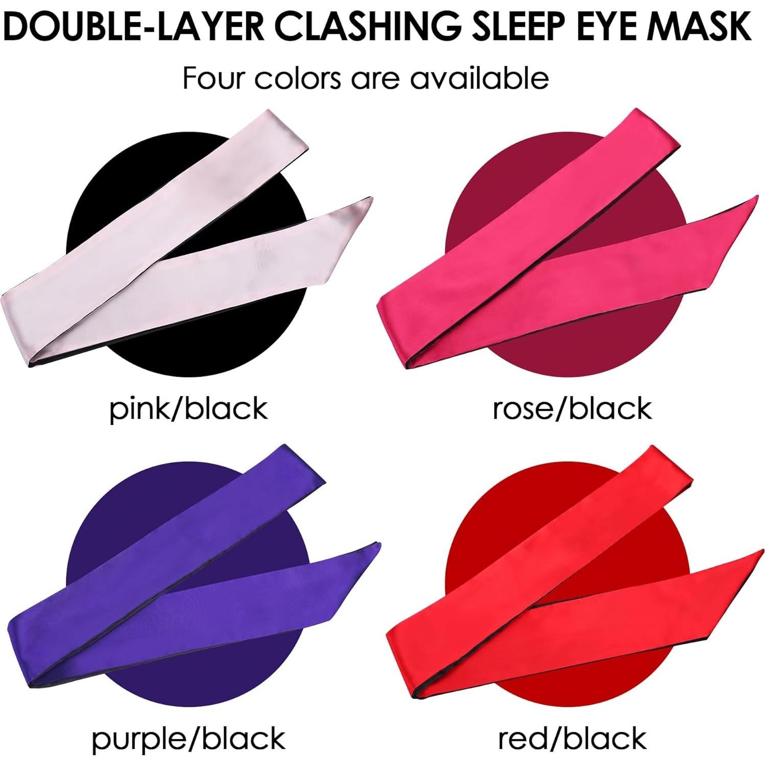 FRESHME Máscara de Sueño de Satén Ajustable - Antifaz Negro/Rosa