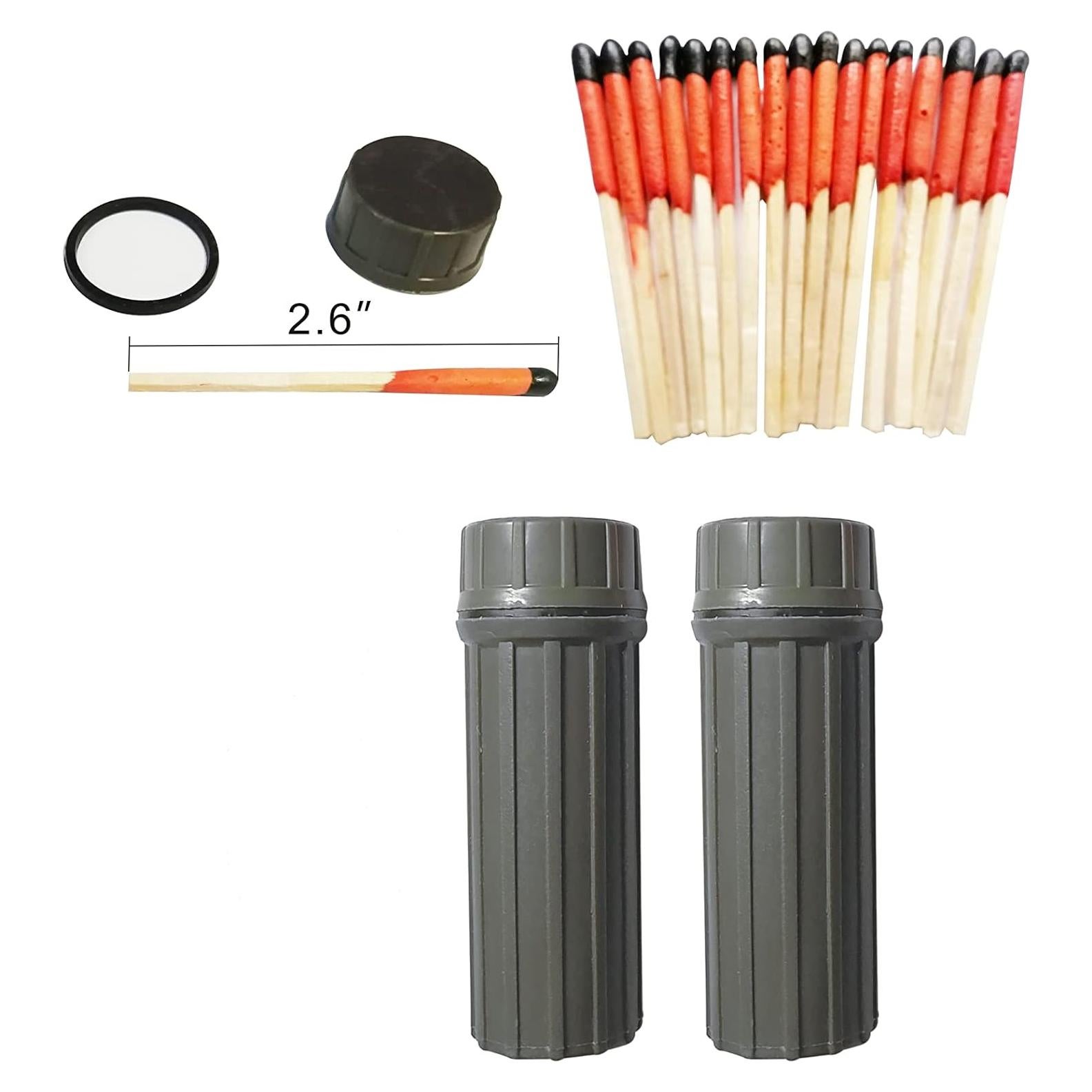 Emergency Fire Starter | Windproof & Waterproof Storm Matches with Waterproof Case & Wax Rope | Survival Gear for Camping, Hiking, Bushcraft, Bug Out Bag