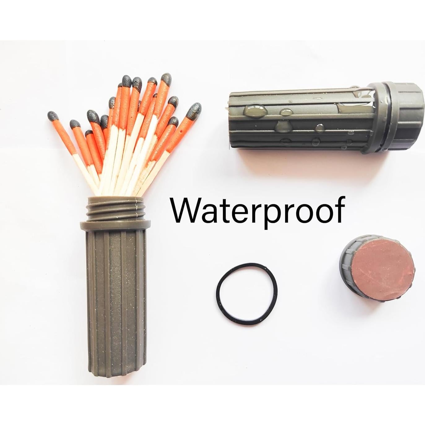 Emergency Fire Starter | Windproof & Waterproof Storm Matches with Waterproof Case & Wax Rope | Survival Gear for Camping, Hiking, Bushcraft, Bug Out Bag