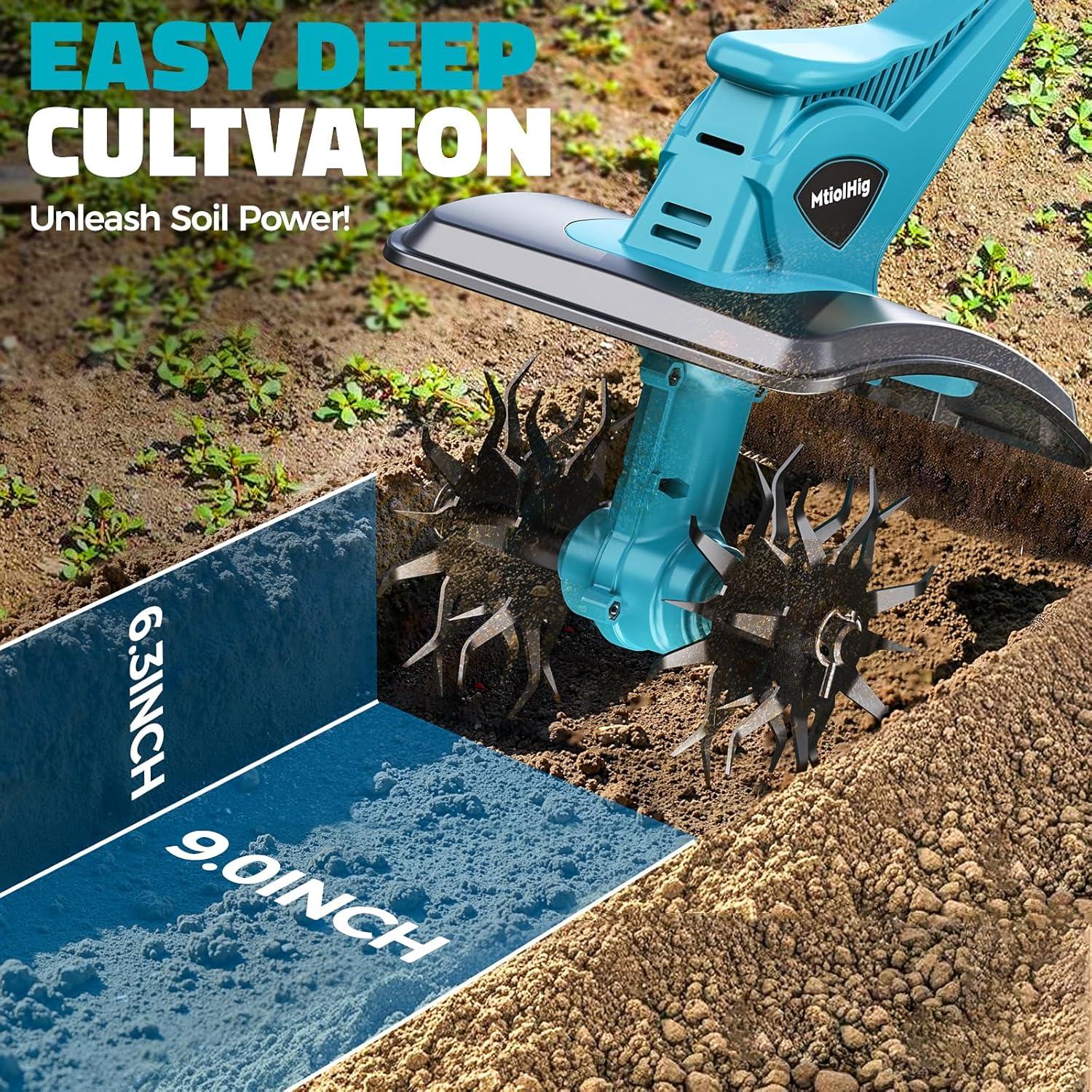 Cultivador Inalámbrico MtiolHig para Jardín 18V Sin Batería