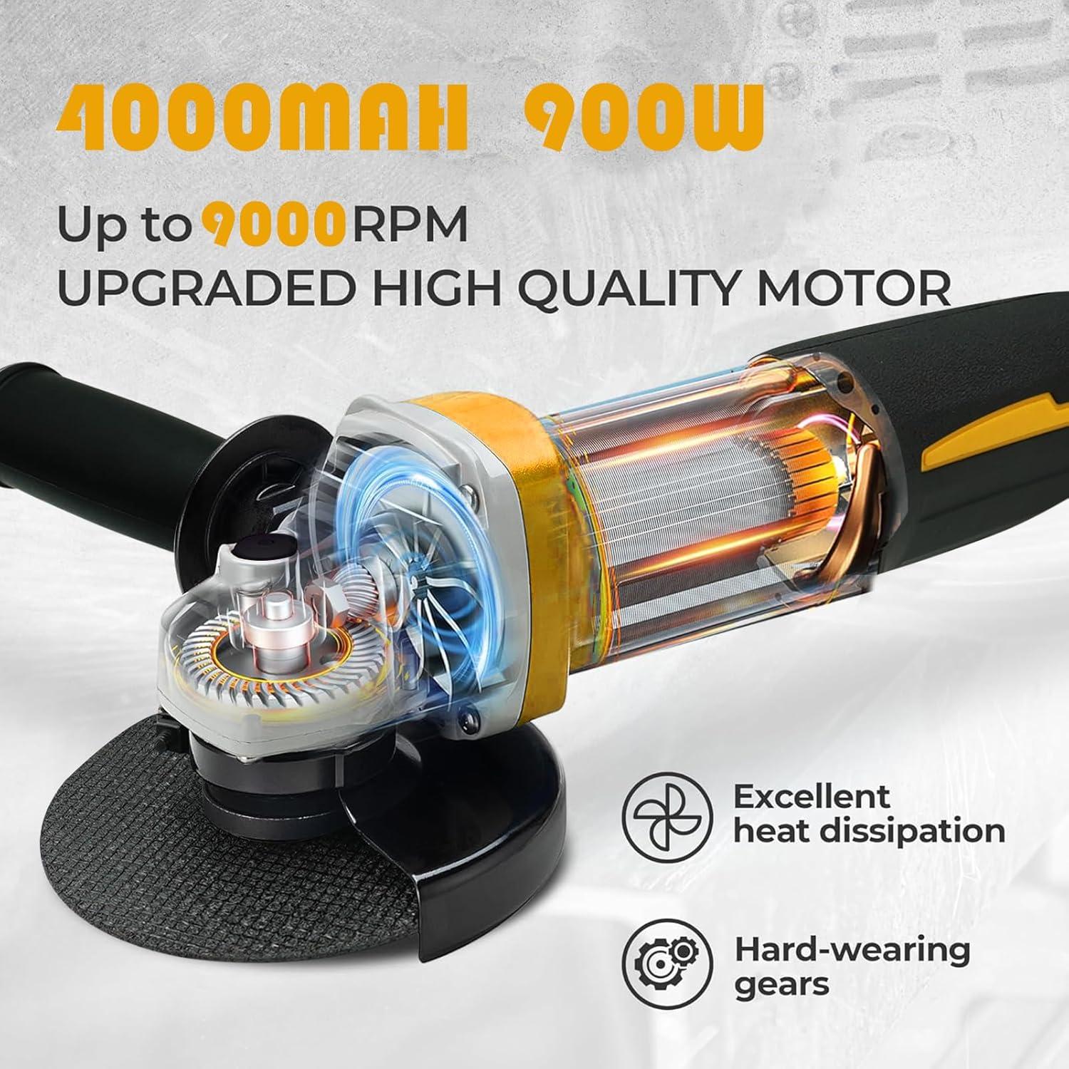 Amoladora Angular Inalámbrica RhovixStar 20V 3/8" 4 Velocidades