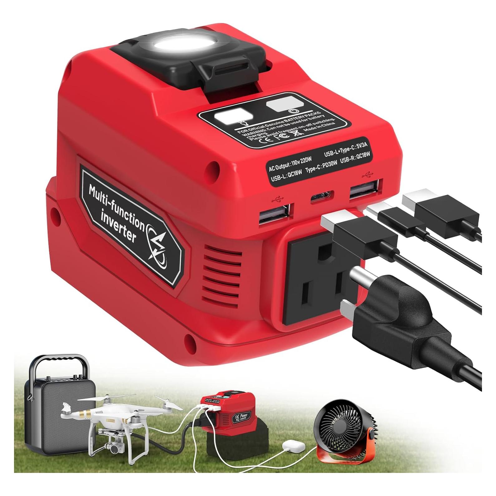 Inversor de Potencia 220W PlantPalGear para Batería Milwaukee 18V