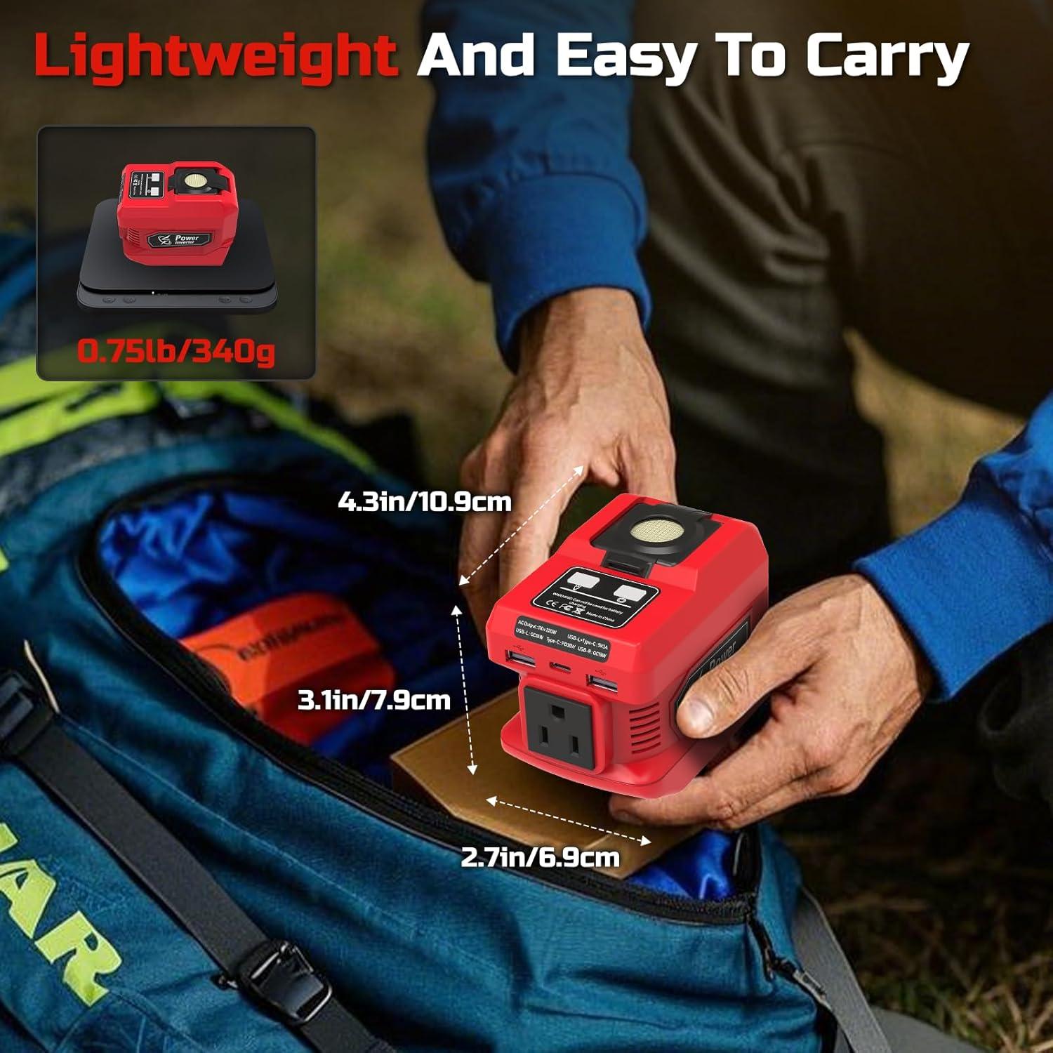 Inversor de Potencia 220W PlantPalGear para Batería Milwaukee 18V