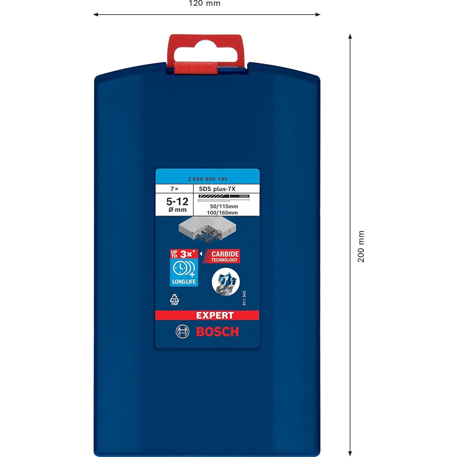 Juego de Brocas de Martillo Bosch EXPERT SDS plus-7X 5-12 mm