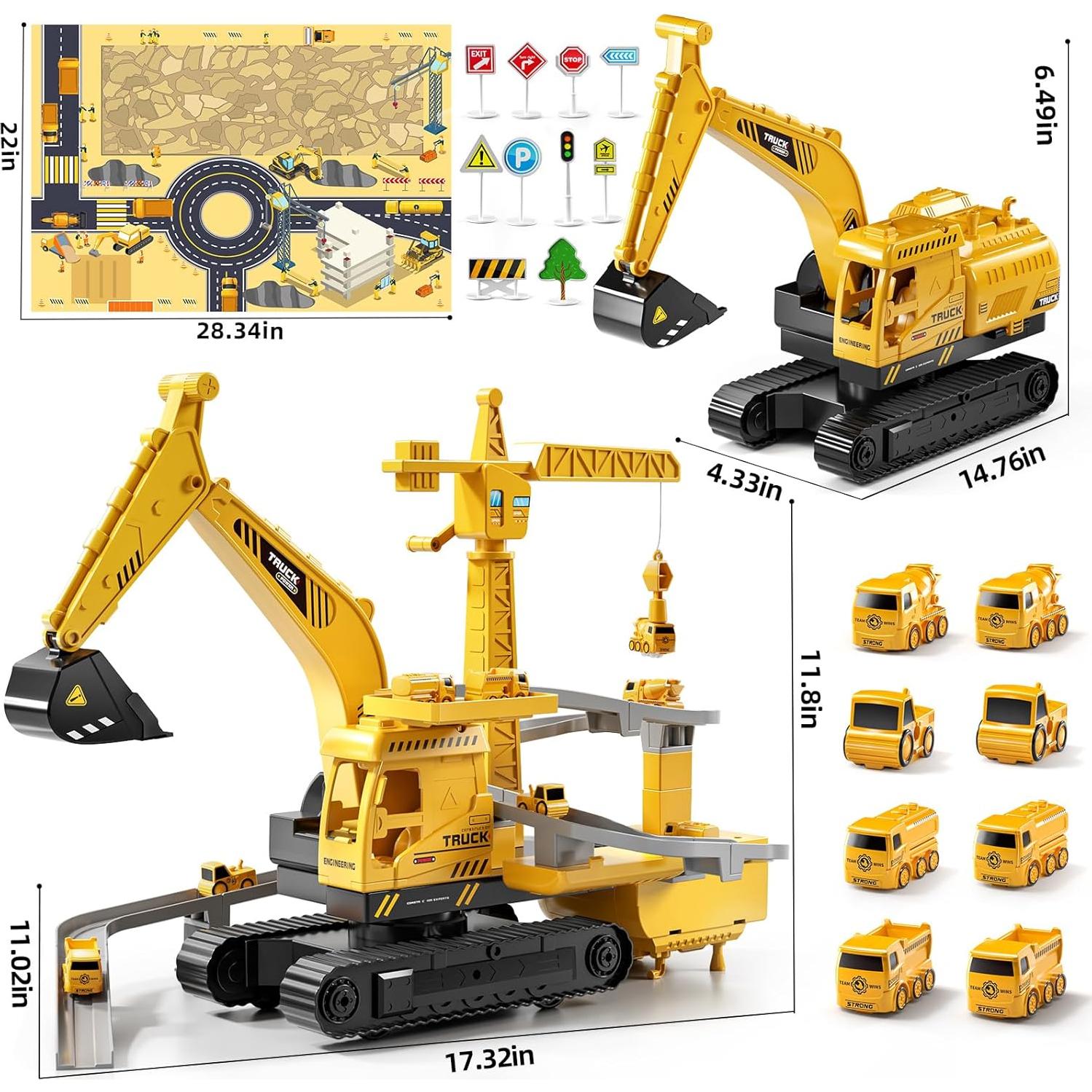 Set de Juguetes de Construcción NIPLOOOW - Excavadora y Camiones