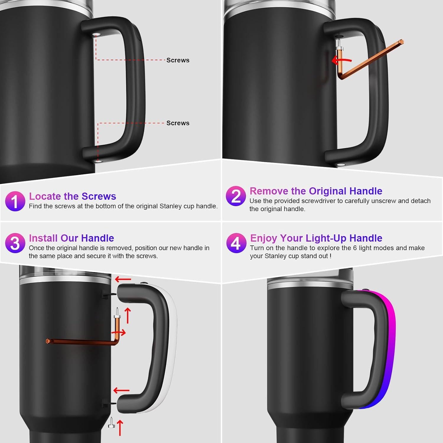 Mango LED Reemplazo Stanley H2.0 30oz/40oz Antideslizante