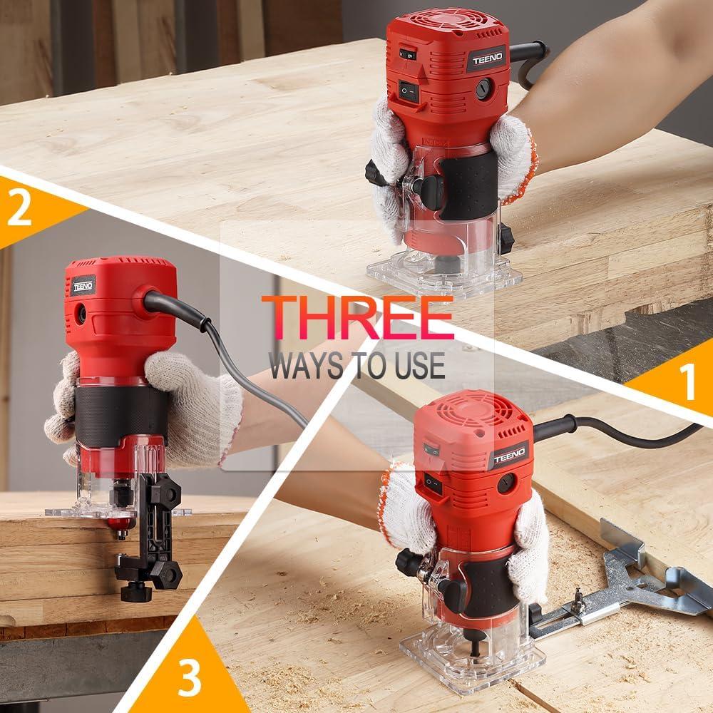 Fresadora de Madera TEENO 650W con 12 Brocas y 6 Velocidades