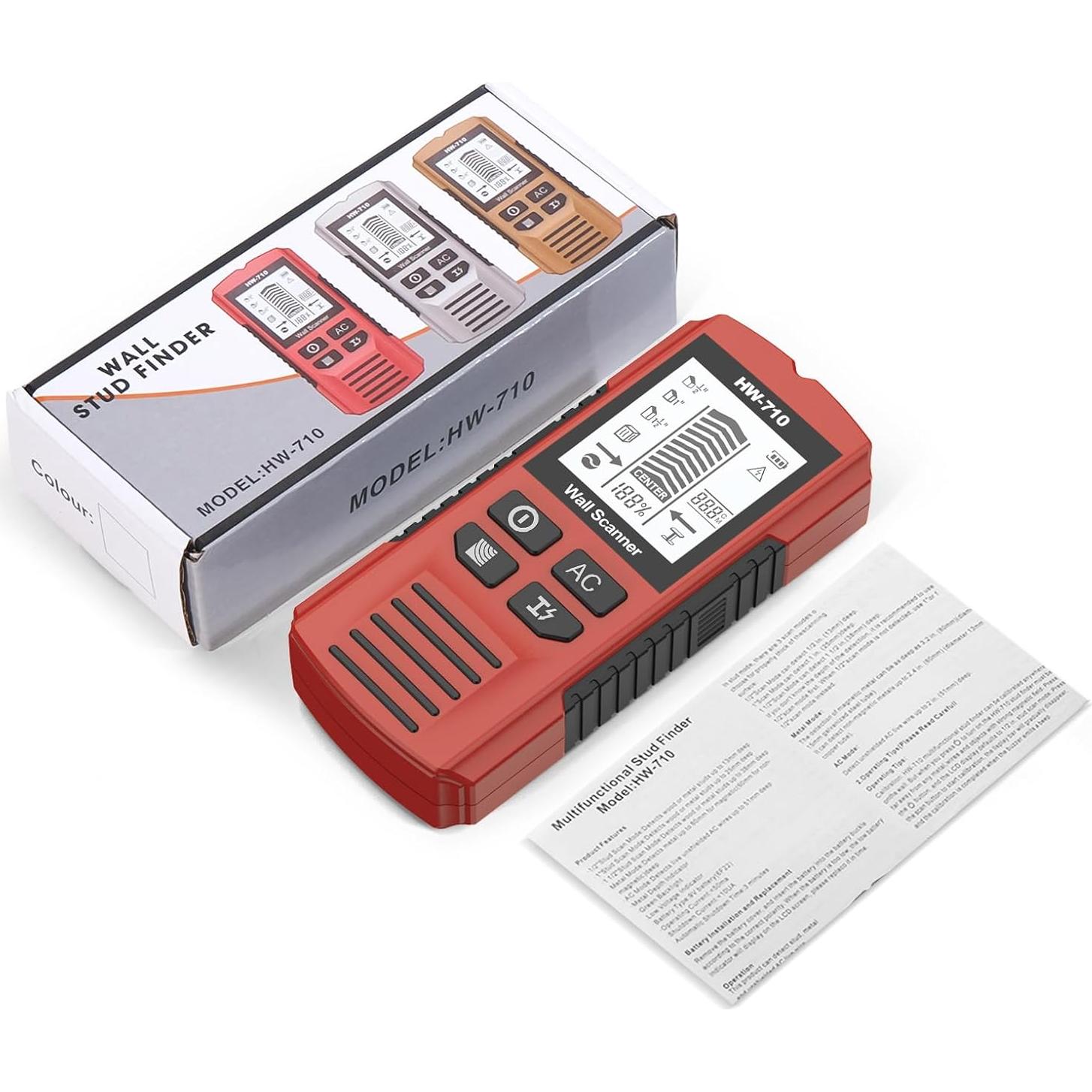 Buscador de Vigas 5-en-1 XMKJ Rojo Inferno - Detector de Pared