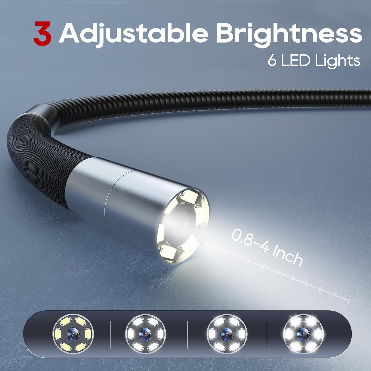 Borescopio Articulado Bidireccional TOPDC 6mm HD 1920P 2m