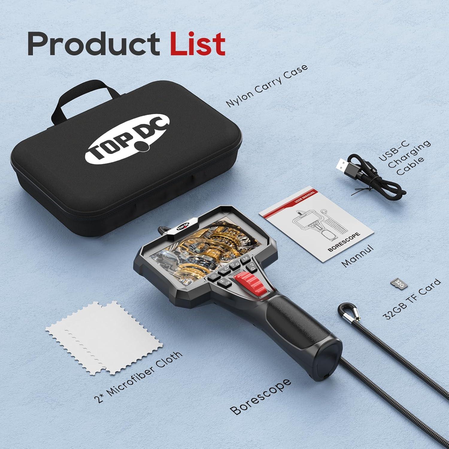 Borescopio Articulado Bidireccional TOPDC 6mm HD 1920P 2m