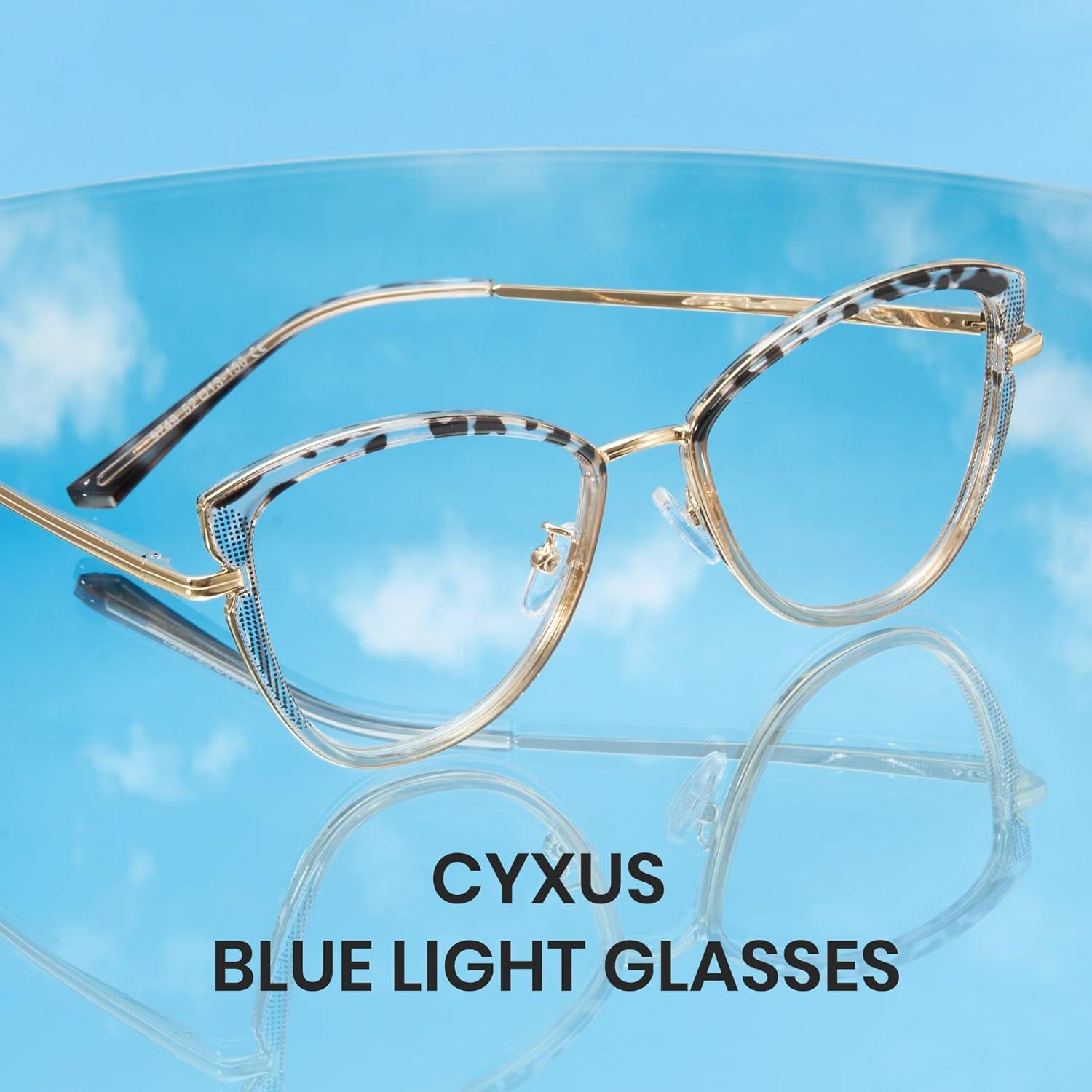 Gafas de Luz Azul Cyxus Ojo de Gato Metal Dorado Lente Clara