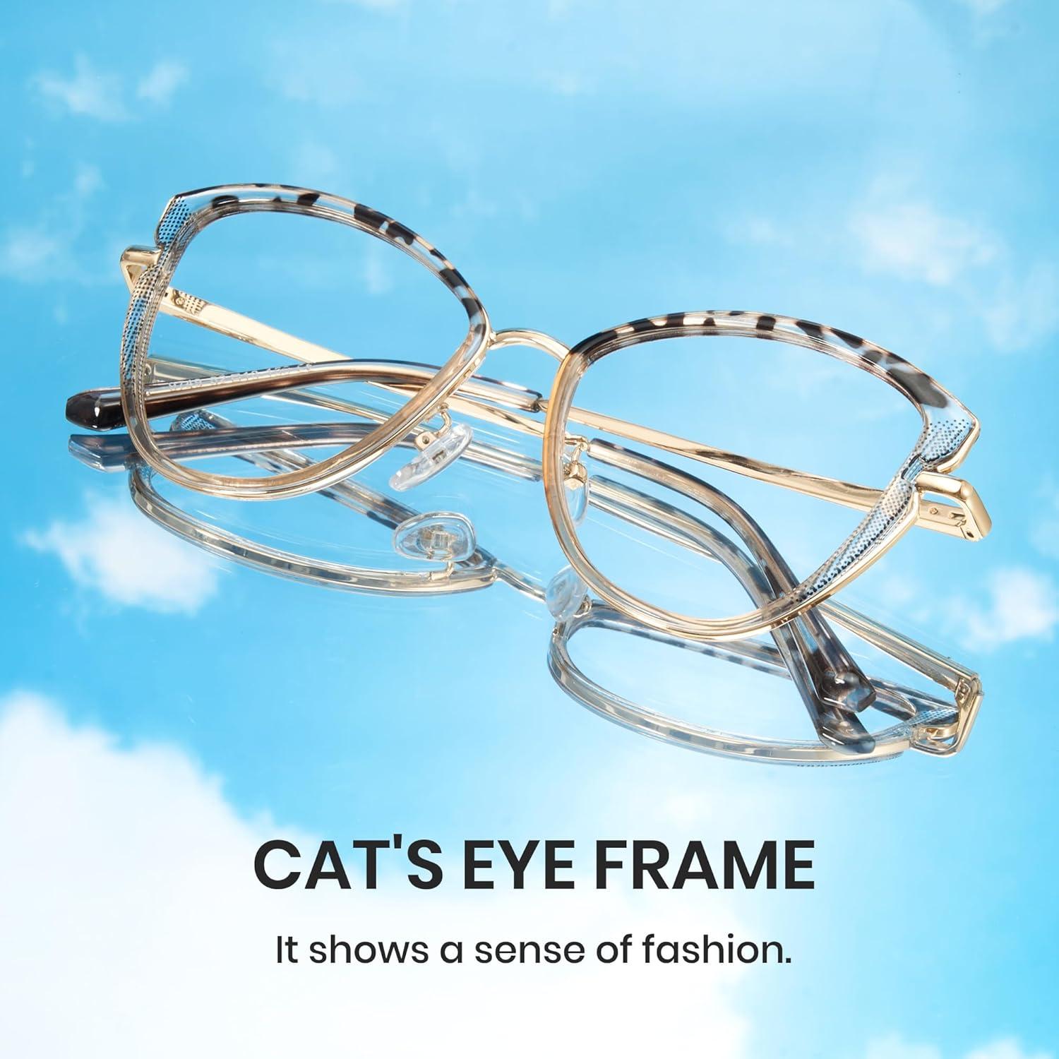 Gafas de Luz Azul Cyxus Ojo de Gato Metal Dorado Lente Clara