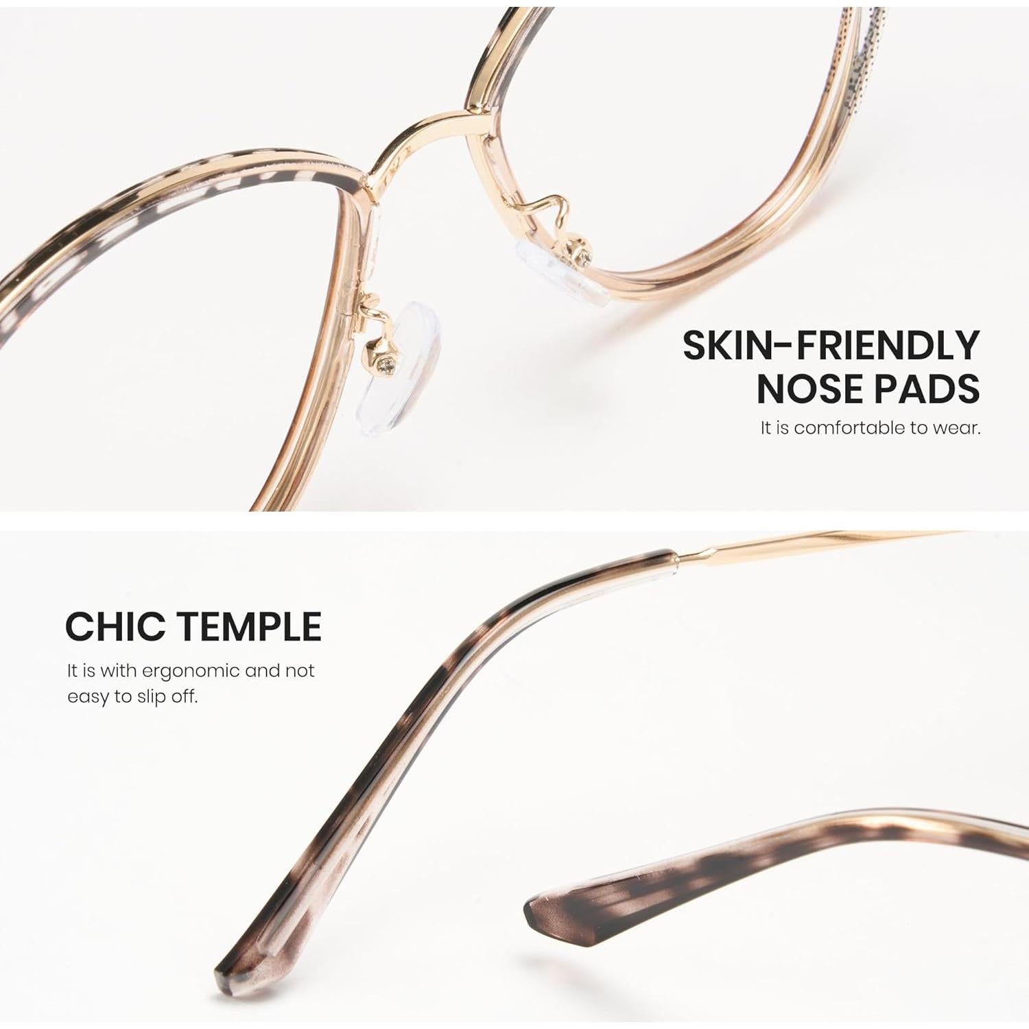 Gafas de Luz Azul Cyxus Ojo de Gato Metal Dorado Lente Clara