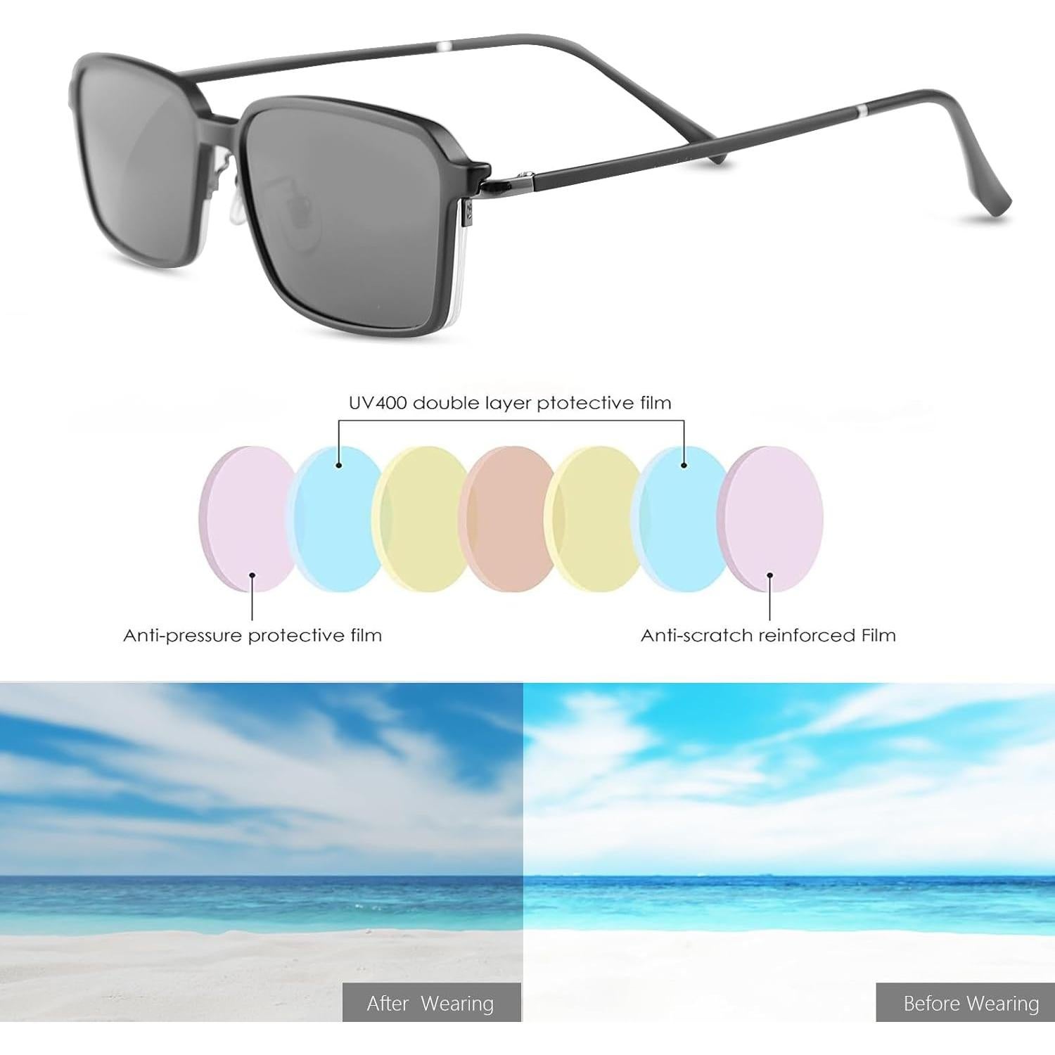 Gafas de Lectura Progresivas Multifocales MIRYEA 2.5x con Clip Solar