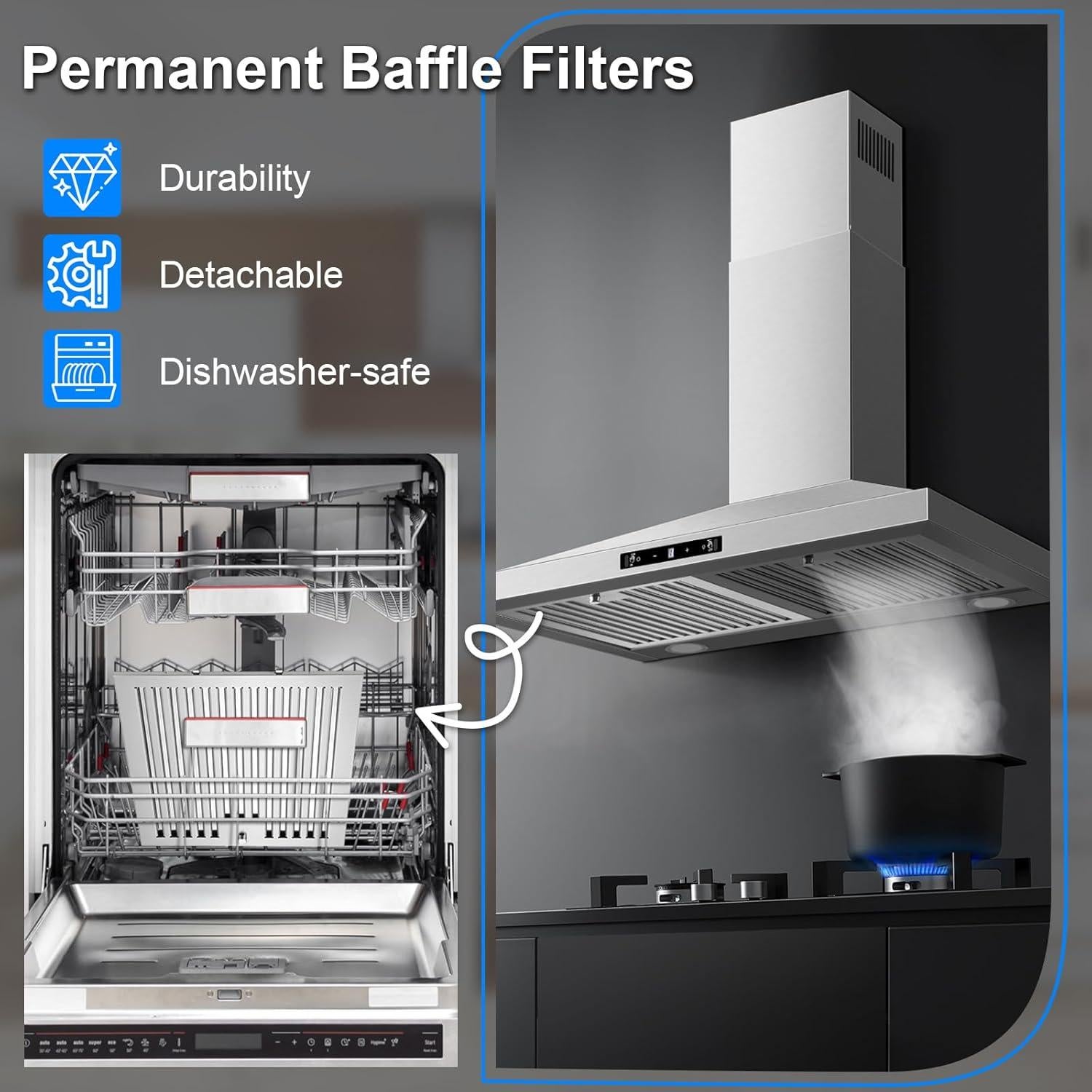 Campana Extractora de Pared Zomagas 30" Acero Inoxidable 450CFM