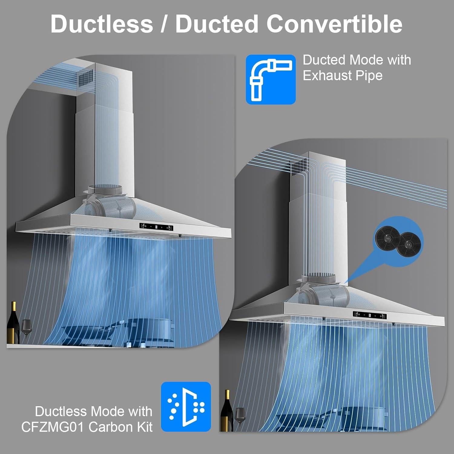 Campana Extractora de Pared Zomagas 30" Acero Inoxidable 450CFM