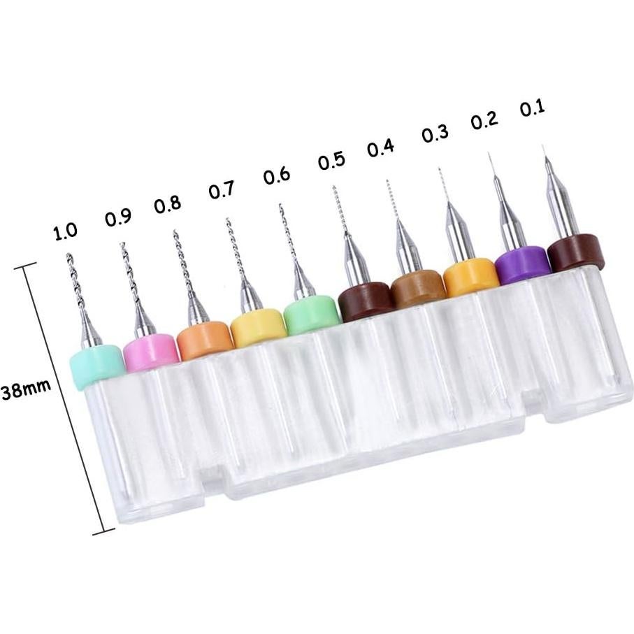 Juego de 10 Brocas de Carburo YXQ 0.1-1.0mm para PCB