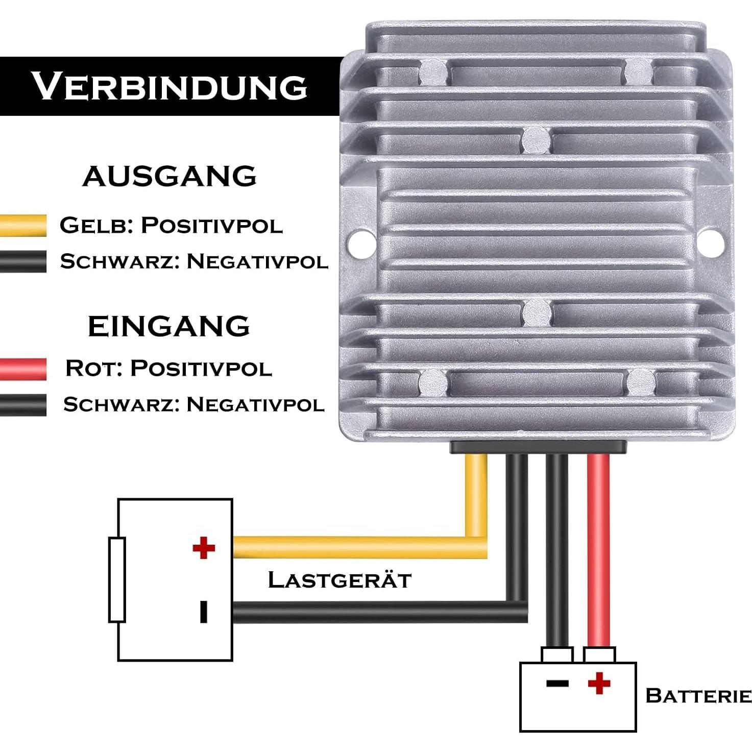 Convertidor 48V a 12V BANRIA 120W 10A IP68 para Carro de Golf