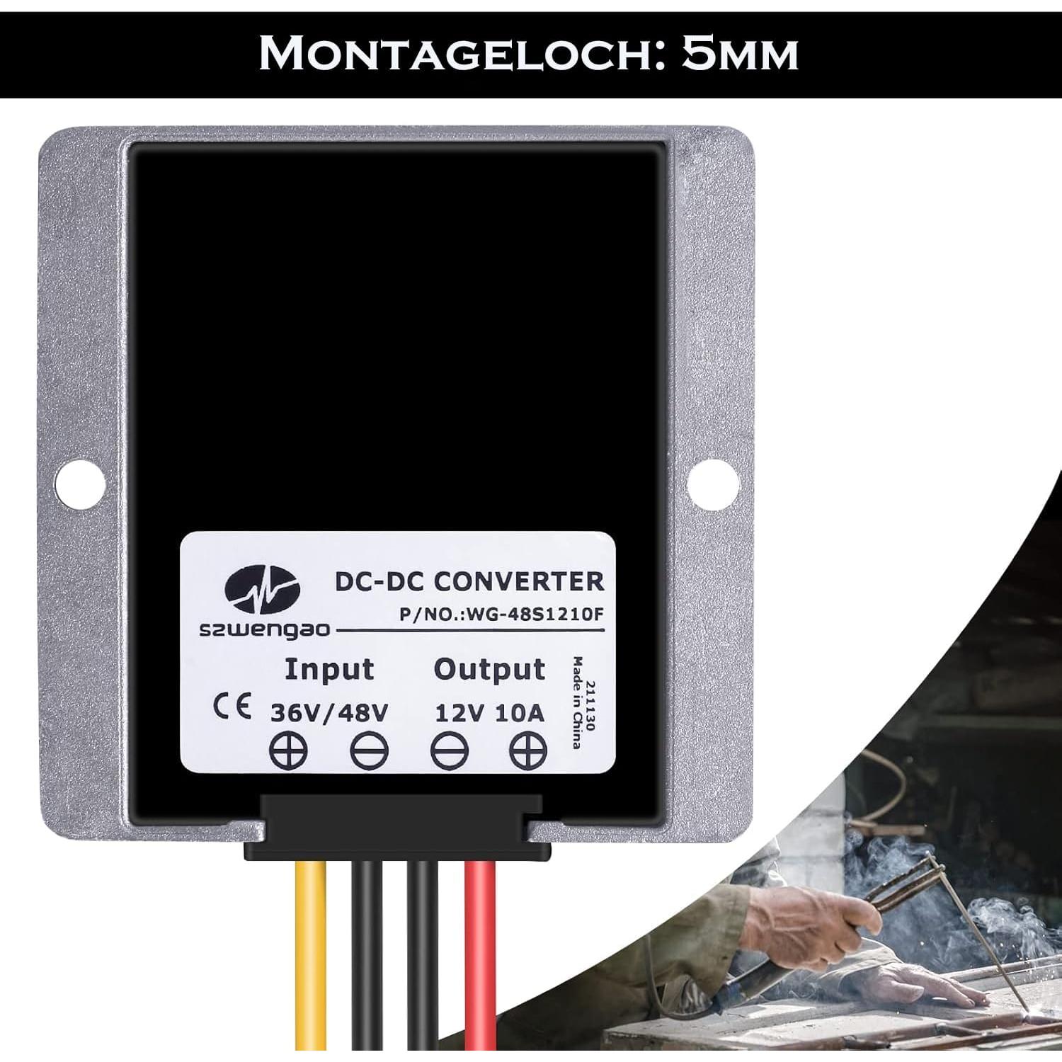 Convertidor 48V a 12V BANRIA 120W 10A IP68 para Carro de Golf