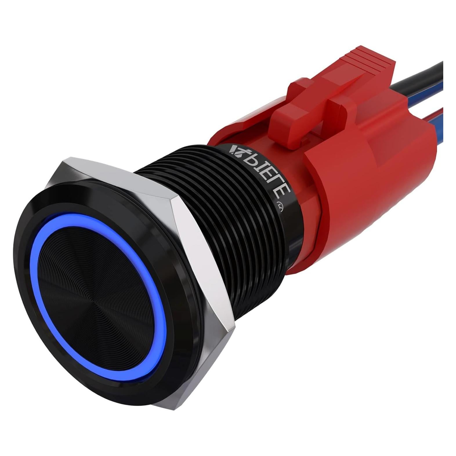 Interruptor Momentáneo LED 10A 19mm APIELE IP65 Azul