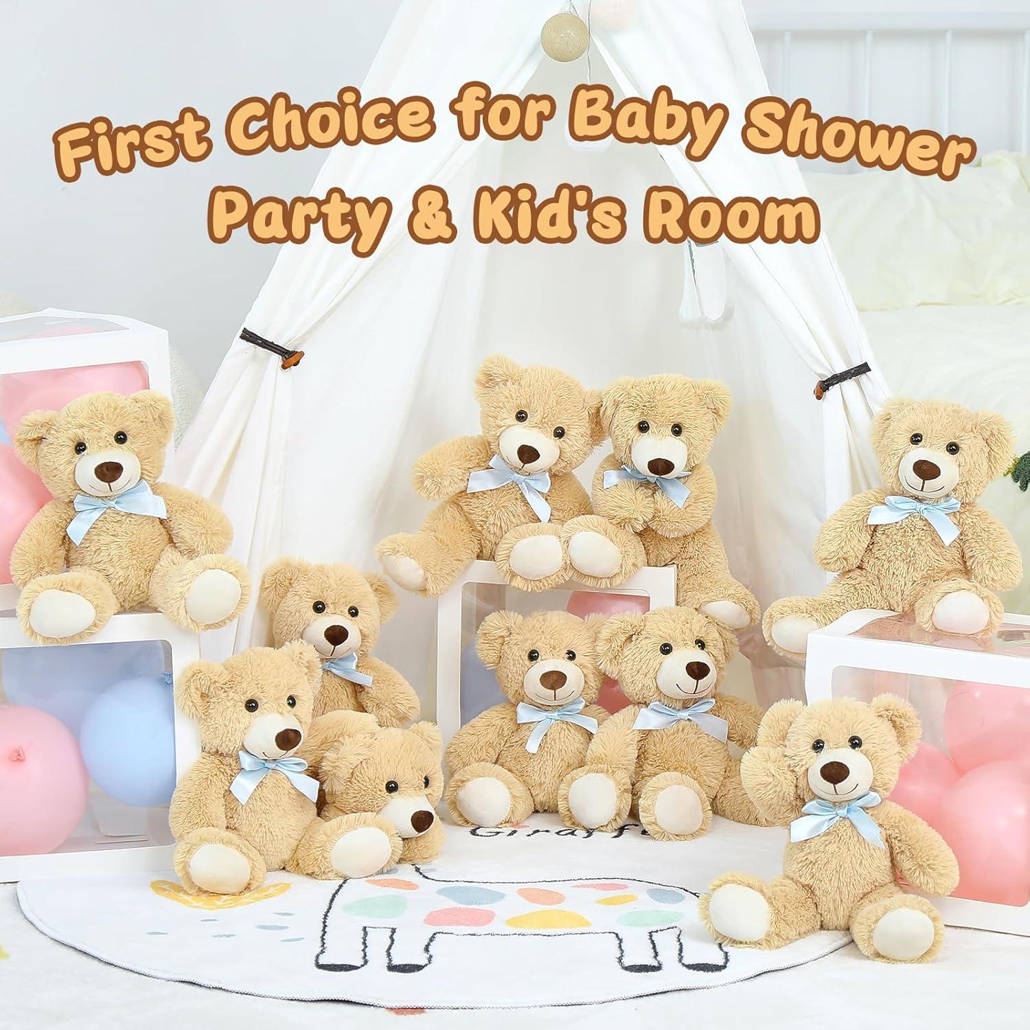 MorisMos Pack de 10 Osos de Peluche 35.56 cm con Lazo Azul