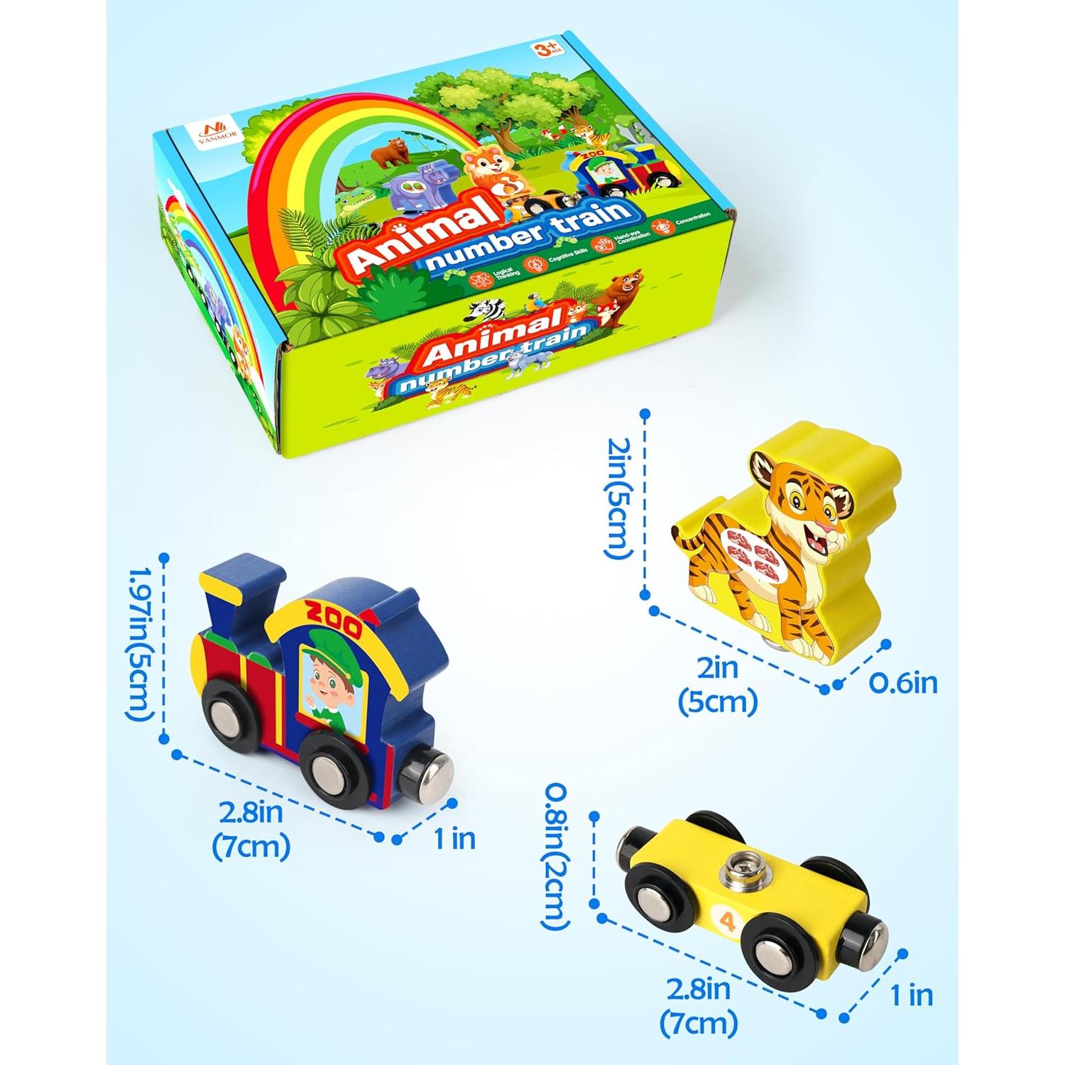 Juego de Tren de Madera Vanmor Magnético para Niños 3-5 Años