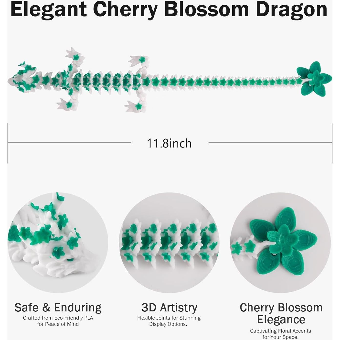 Dragón Articulado Impreso en 3D Cinderwing3D 30.48 cm Flor de Cerezo