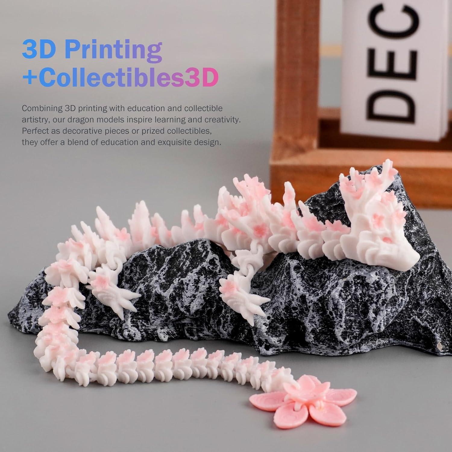 Dragón Articulado Impreso en 3D Cinderwing3D 30.48 cm Flor de Cerezo