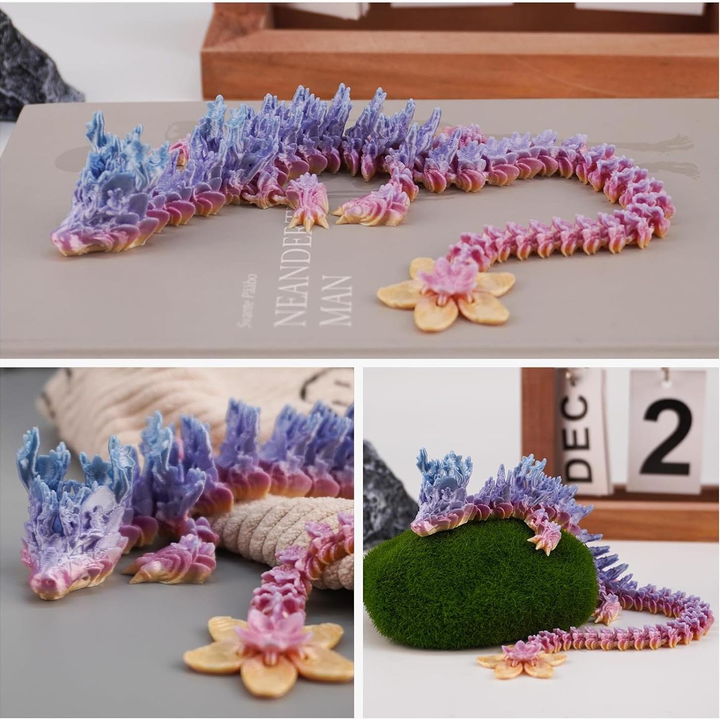 Dragón Articulado Impreso en 3D Cinderwing3D 30.48 cm Flor de Cerezo