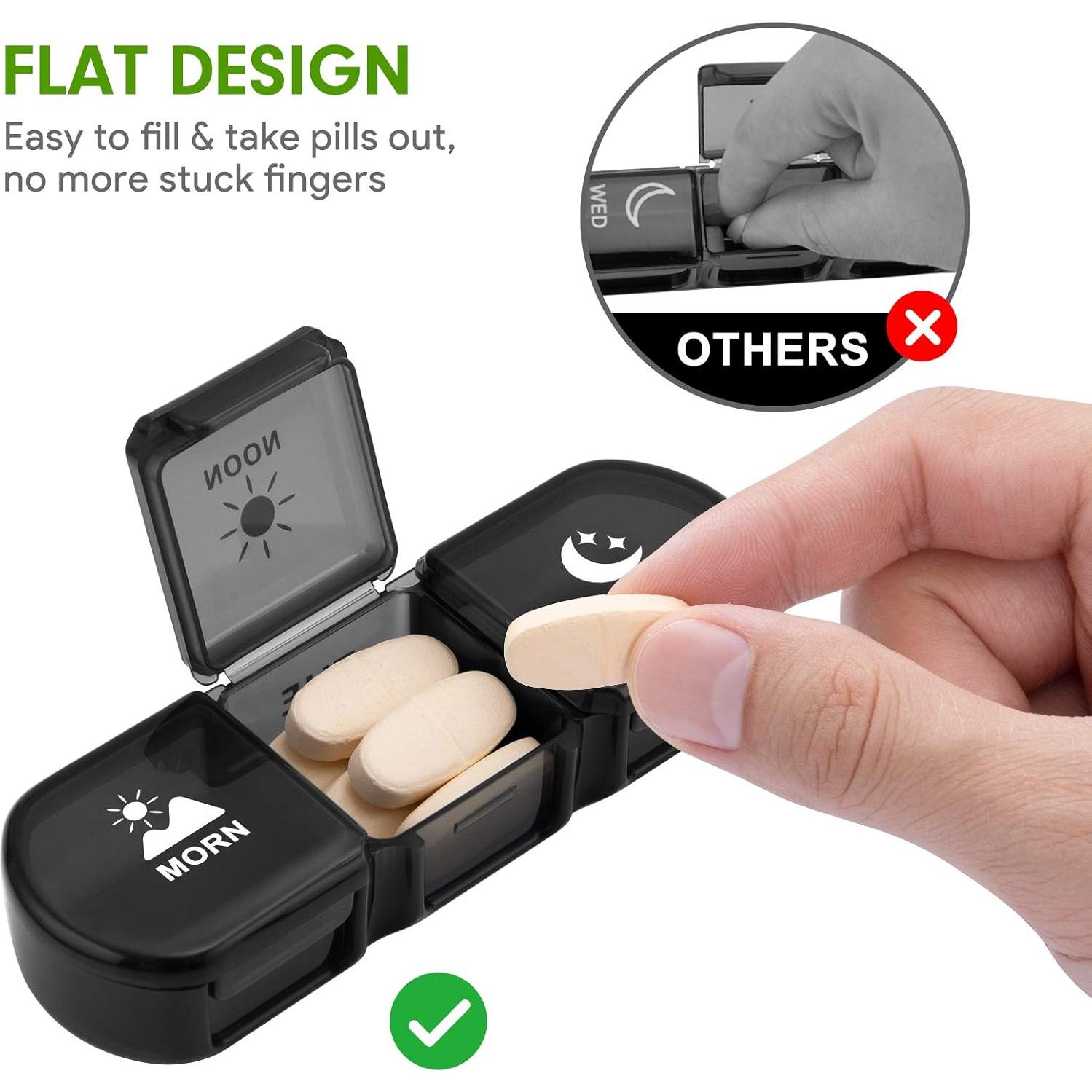 Organizador de Pastillas Semanal Fullicon 21 Compartimentos Negro