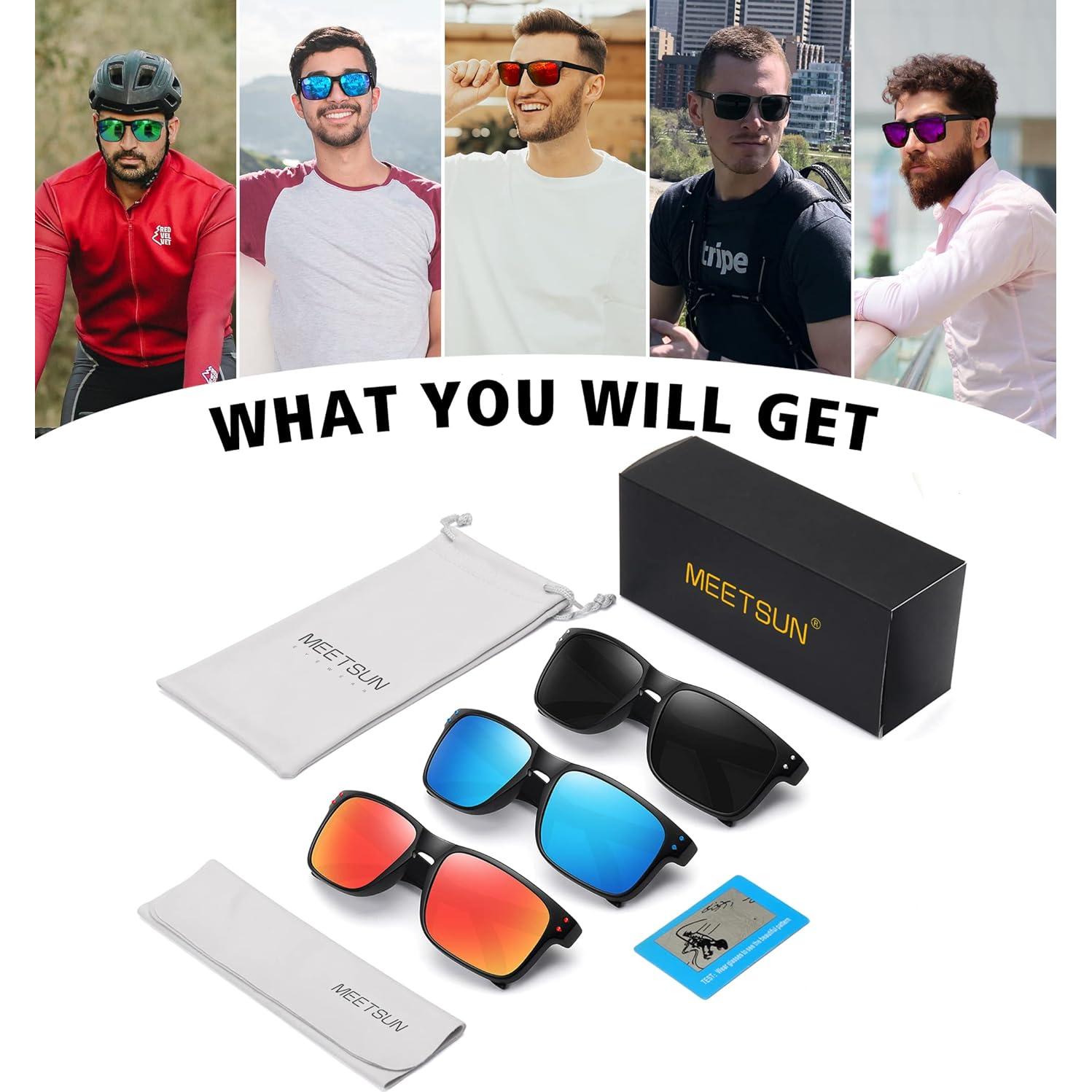 Gafas de sol polarizadas MEETSUN UV400 3 en 1 para deportes