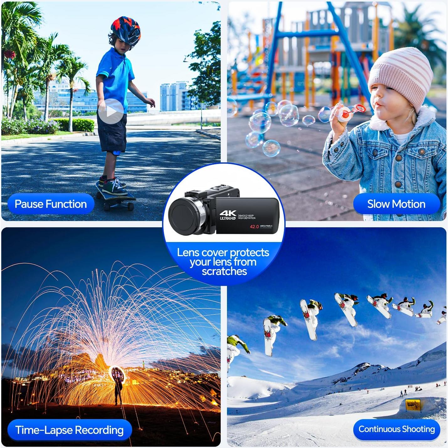 Cámara de Video 4K CAMWORLD AC13 42MP 18X Zoom con LED