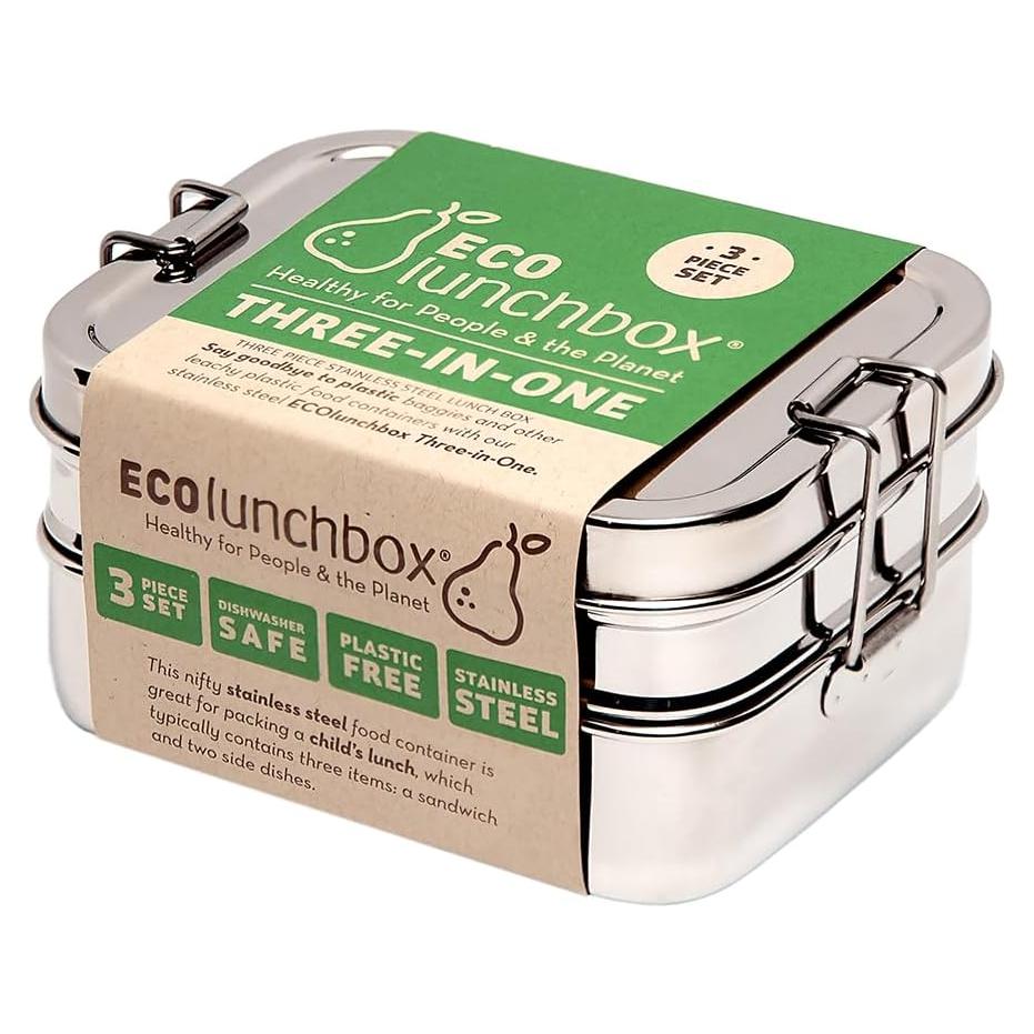 Caja Bento de Acero Inoxidable Ecolunchbox 3 en 1 0.95L